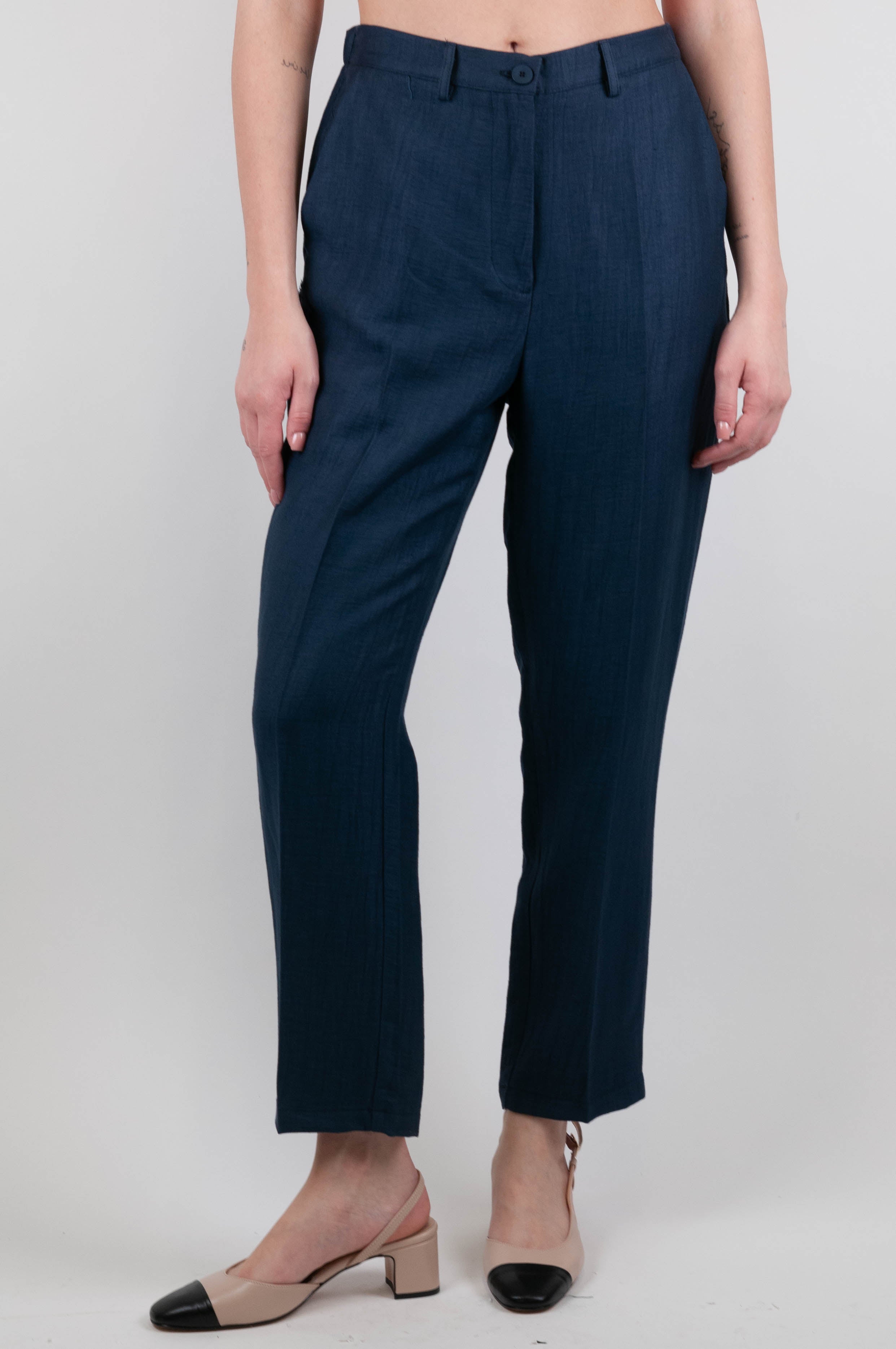 Dixie - Linen blend trousers with elastic on the back