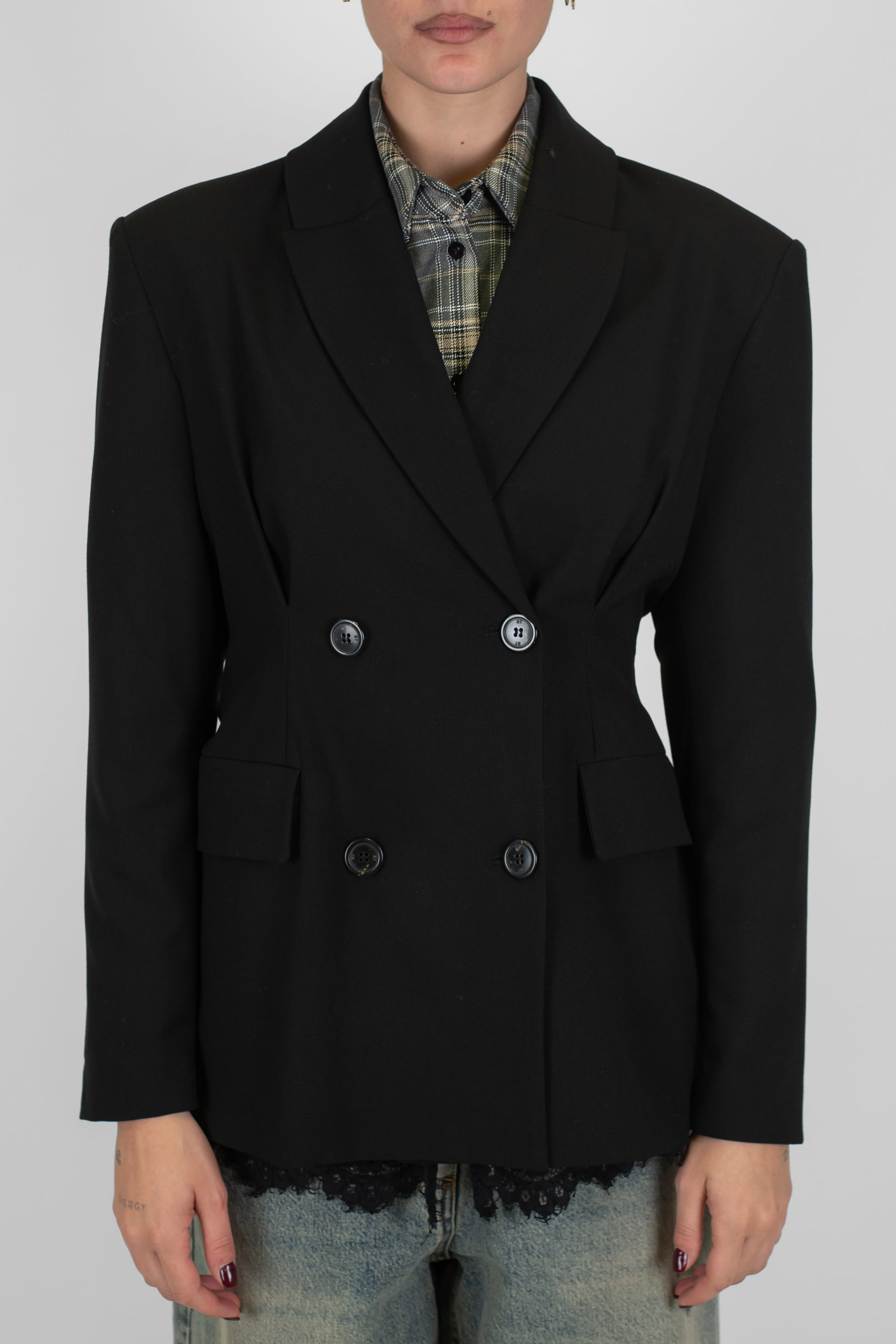 Maryley - Giacca doppiopetto avvitata con pinces sul retro