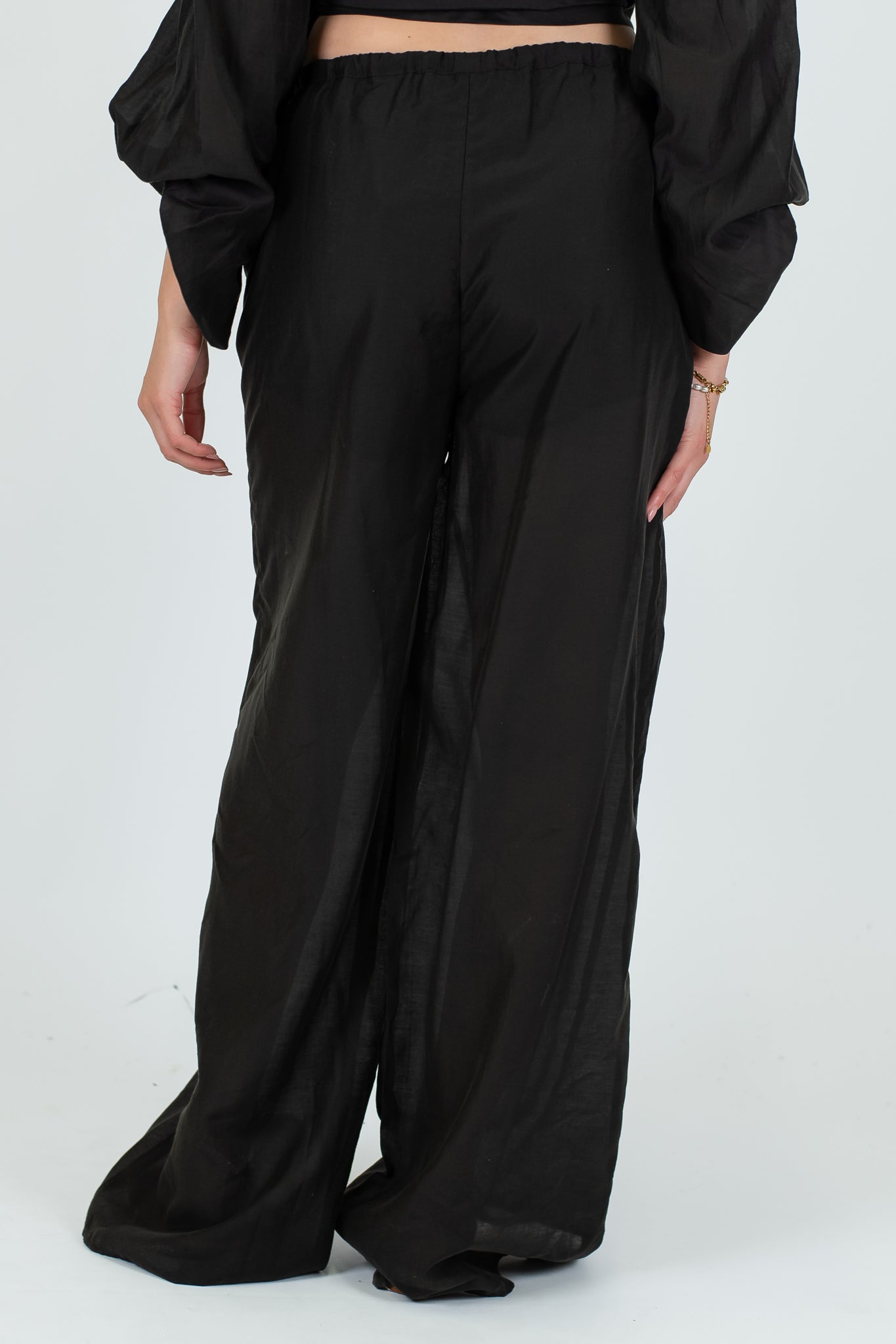 Haveone - Pantalone palazzo con elastico in vita in lyocell