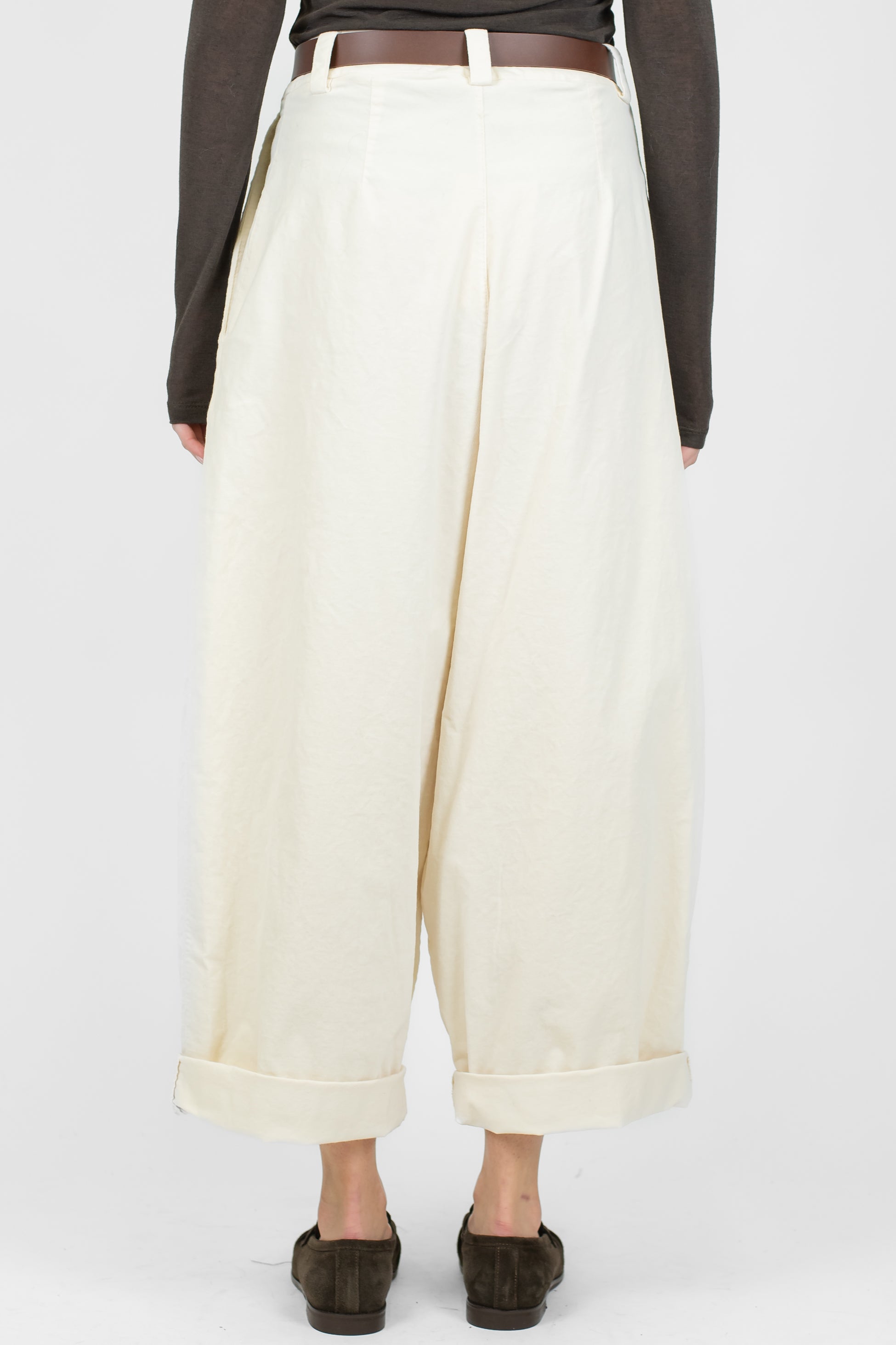 Haveone - Pantalone balloon a gamba ampia in velluto con pinces