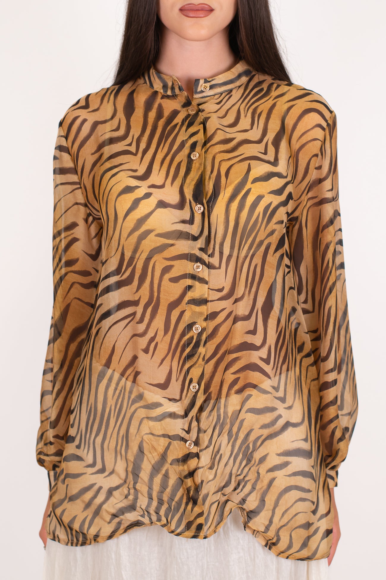 Dixie - Camicia fantasia animalier in misto seta