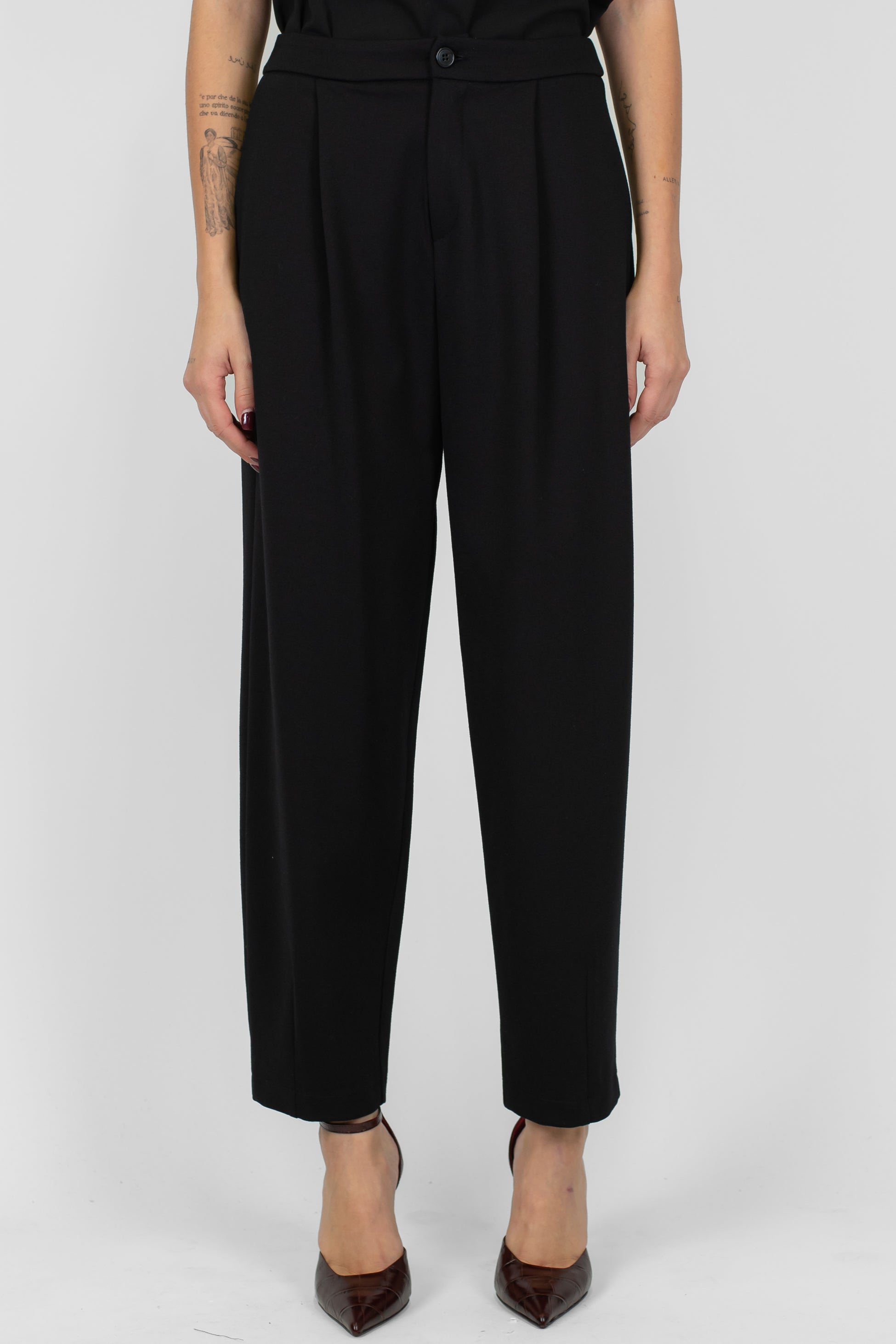 Maryley - Pantalone balloon in punto milano con pinces