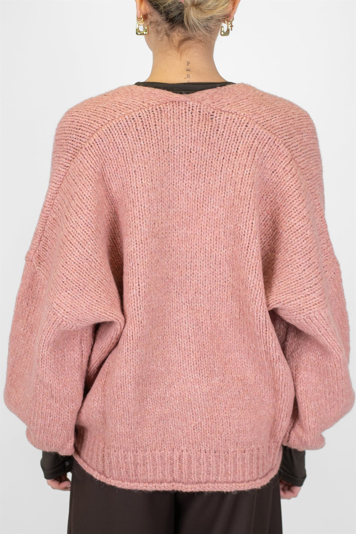 Haveone - Cardigan over in misto lana con chiusura a tre bottoni