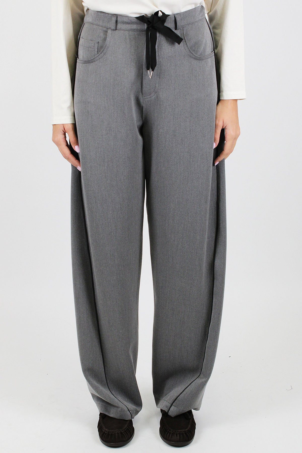 Maryley - Pantalone regular in punto milano con elastico in vita