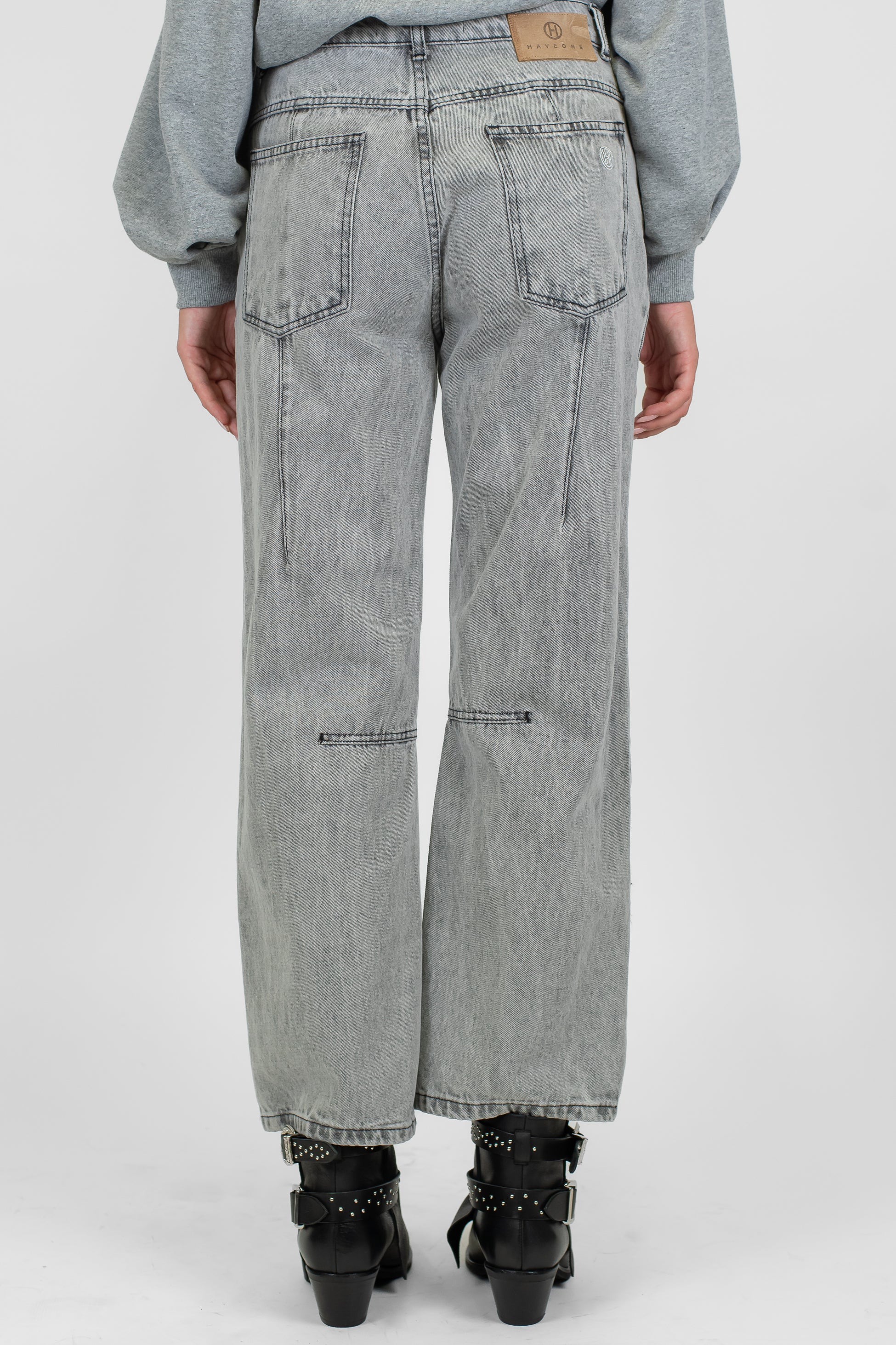 Haveone - Jeans regular lavaggio scuro con cucitura sul ginocchio