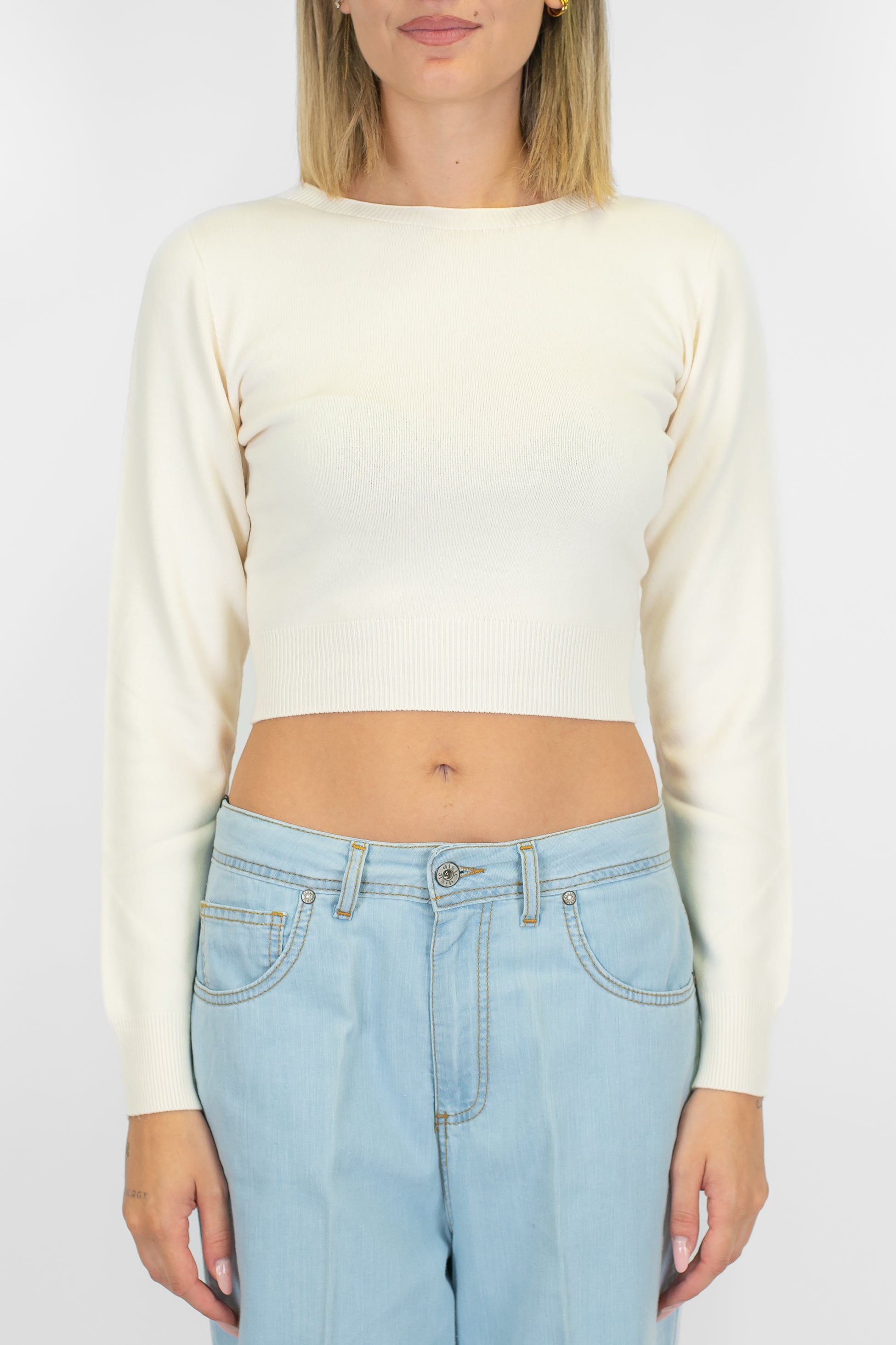 Kontatto - Maglia girocollo crop