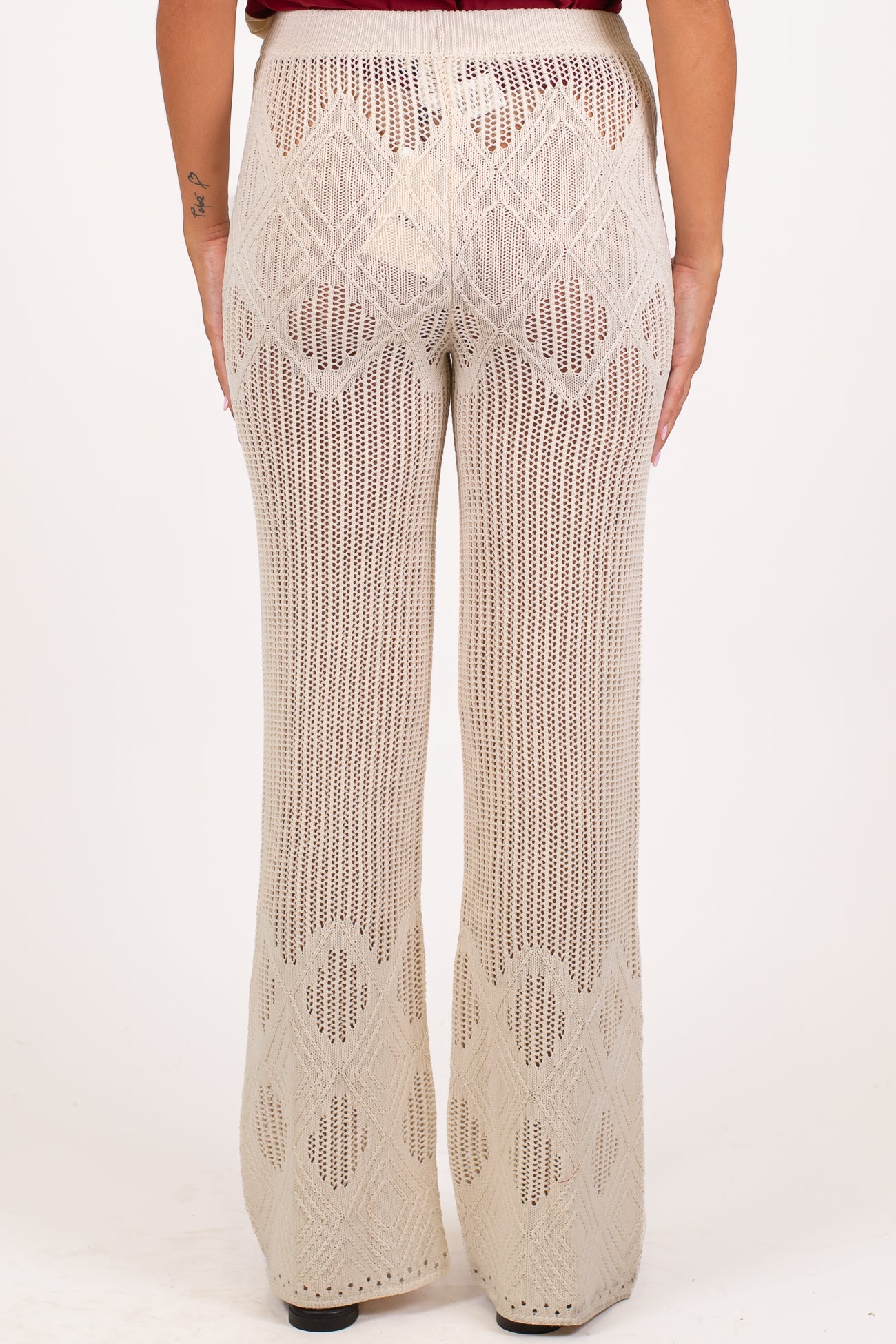 Dixie - Pantalone in maglina ricamata con elastico in vita