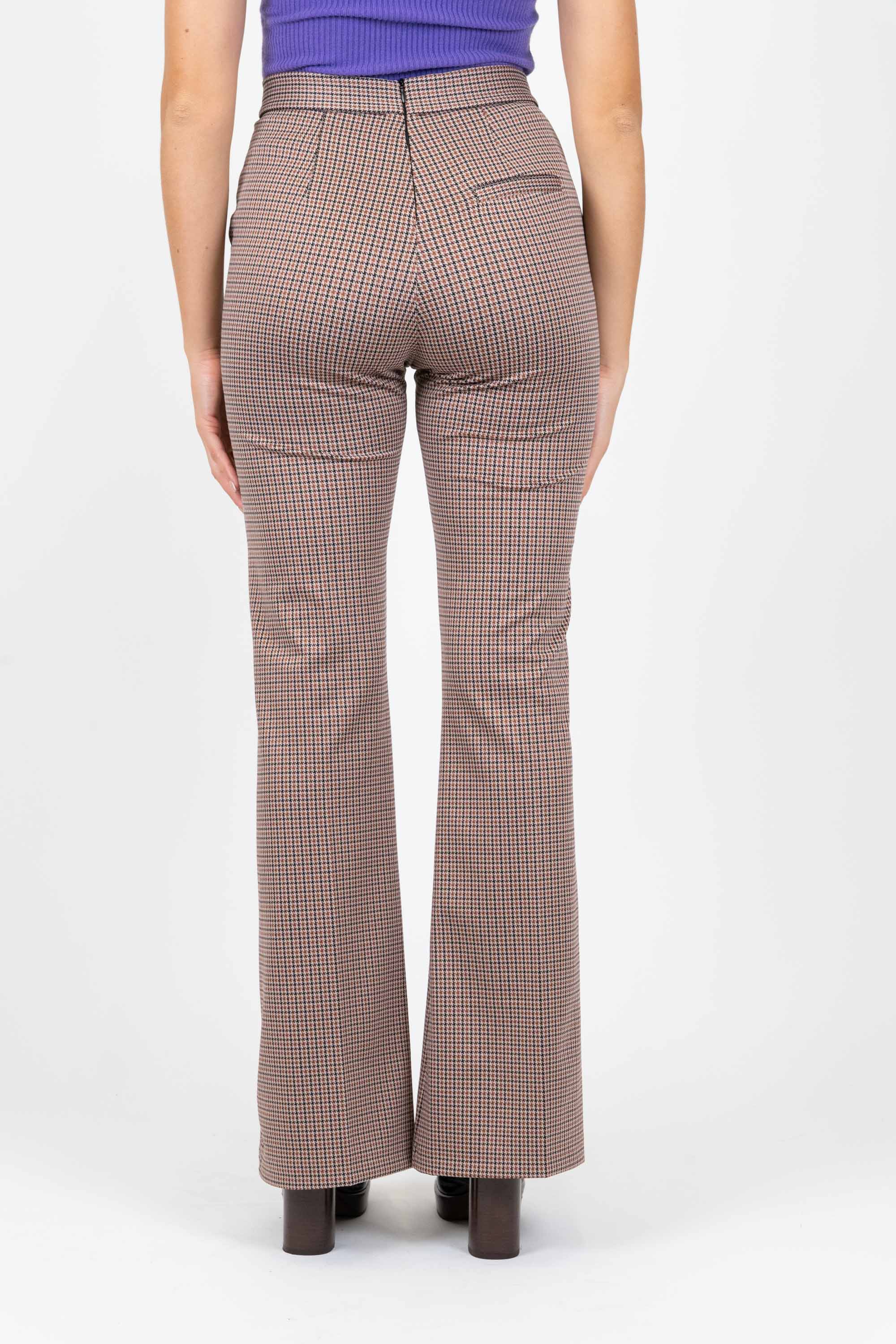 Haveone - Pantalone pied de poule beige/cuoio