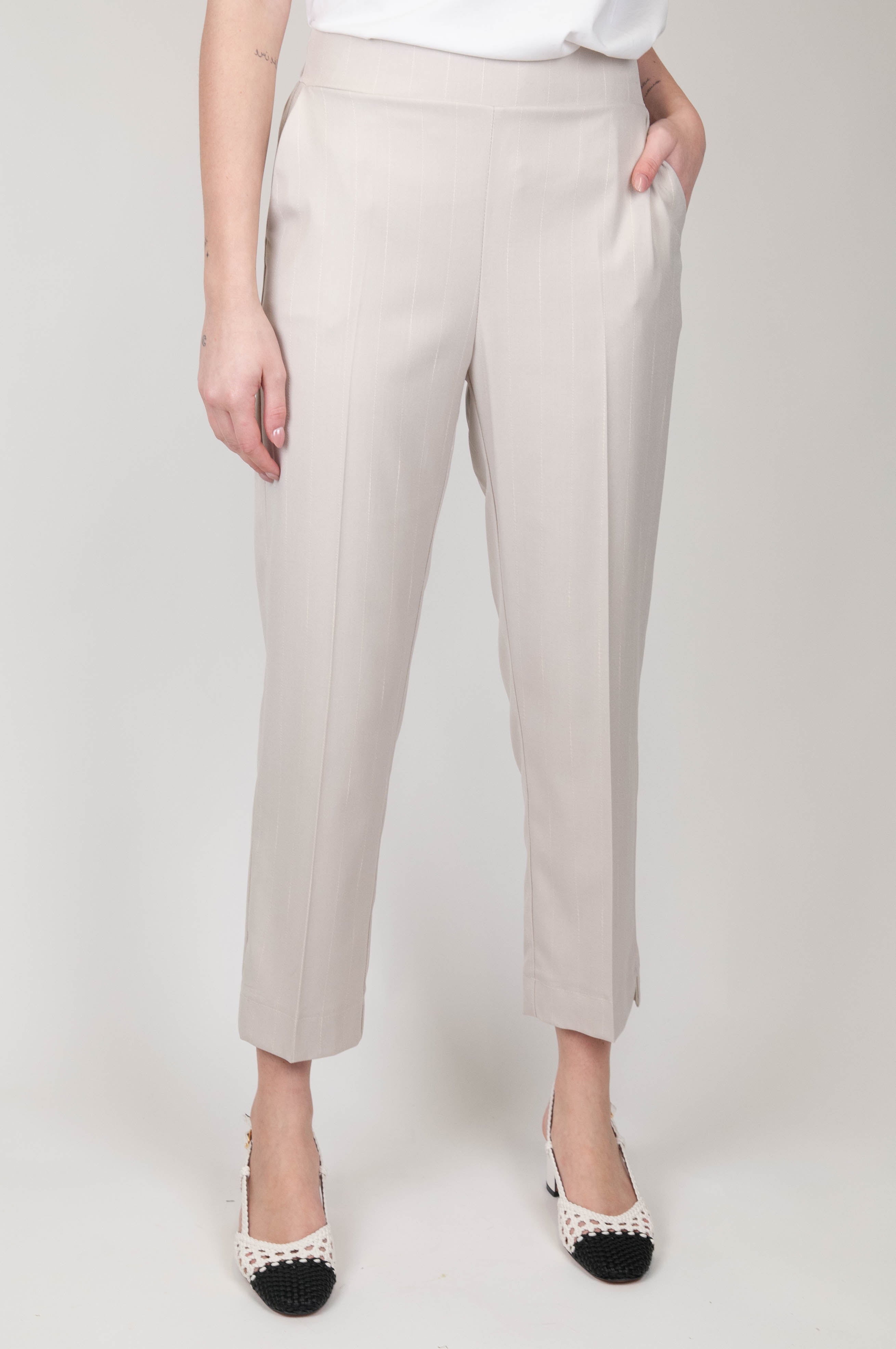 Maryley - Pinstriped trousers with elastic waist