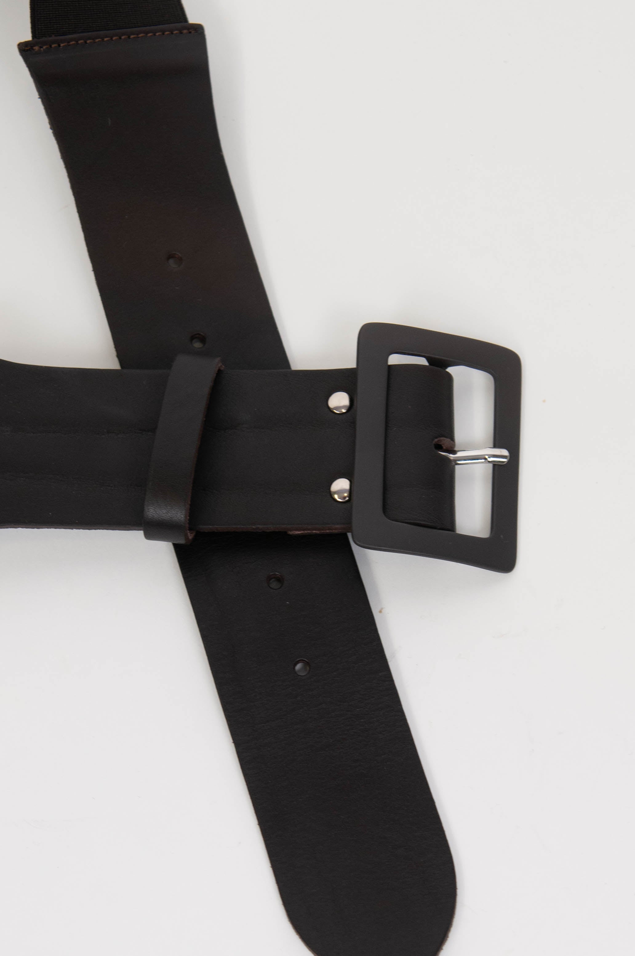 Tension in - Made in Italy genuine leather belt with colored metal buckle