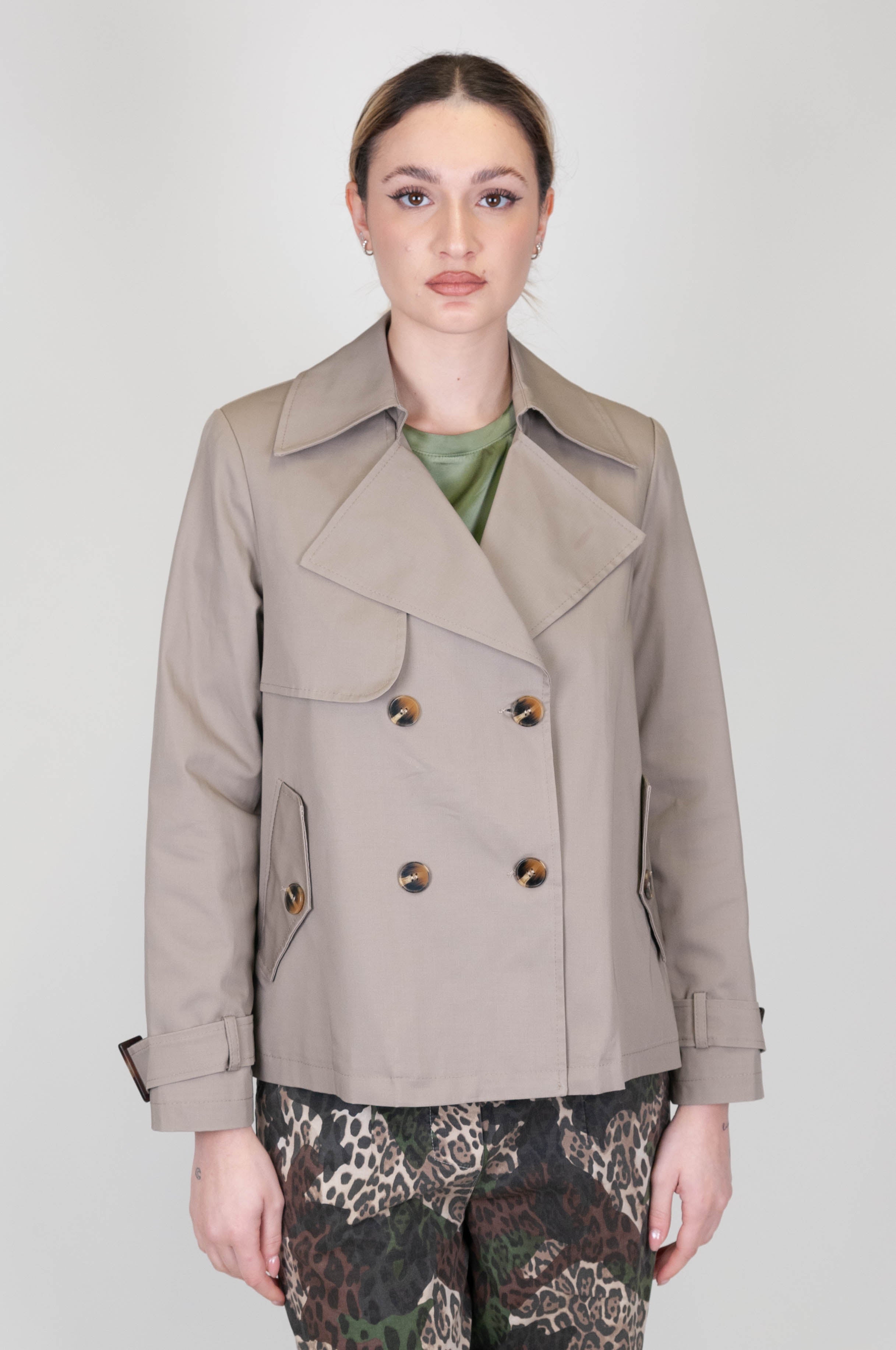 Tension in - Short double-breasted trench coat