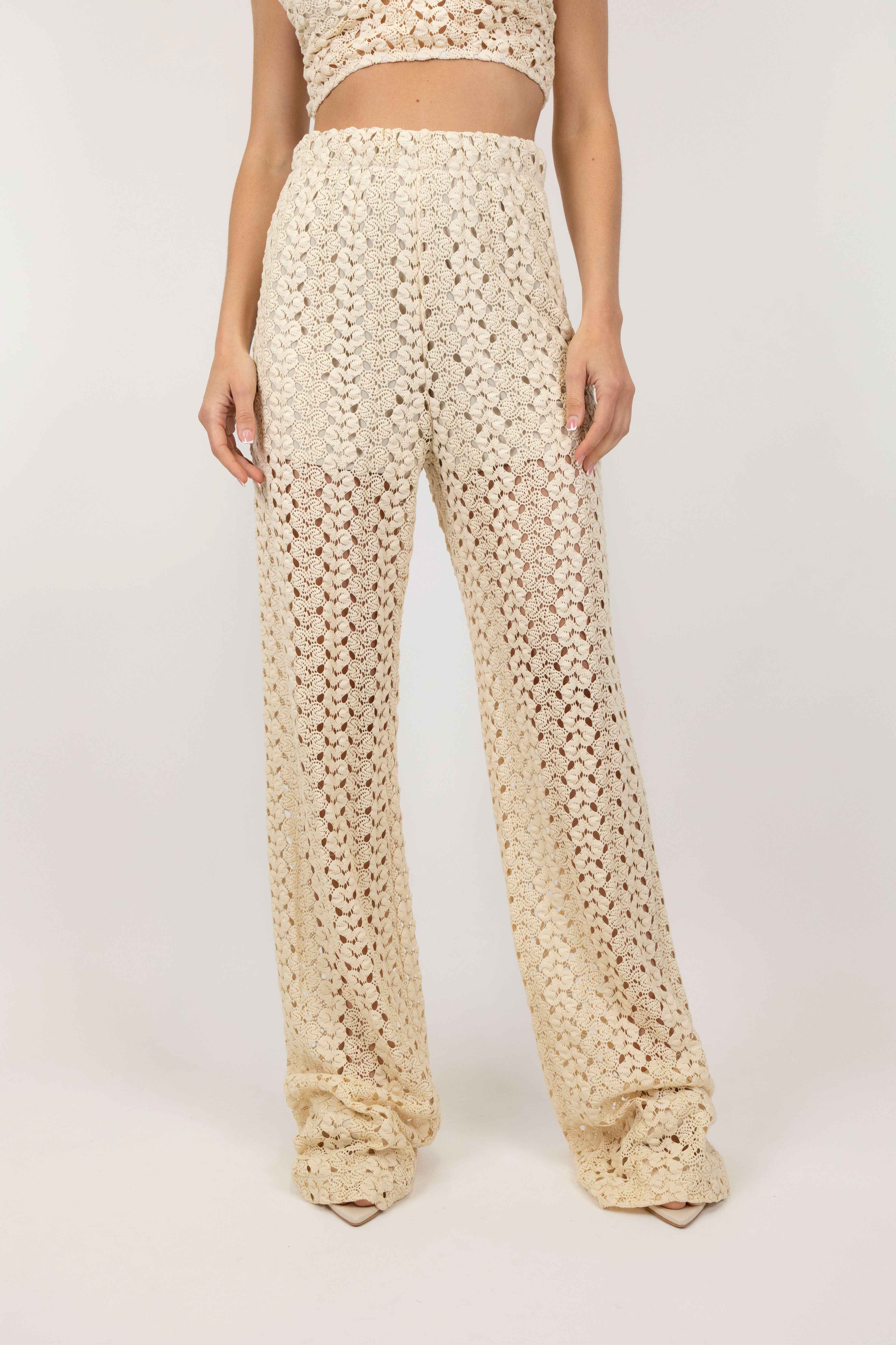 Haveone - Crochet flared trousers