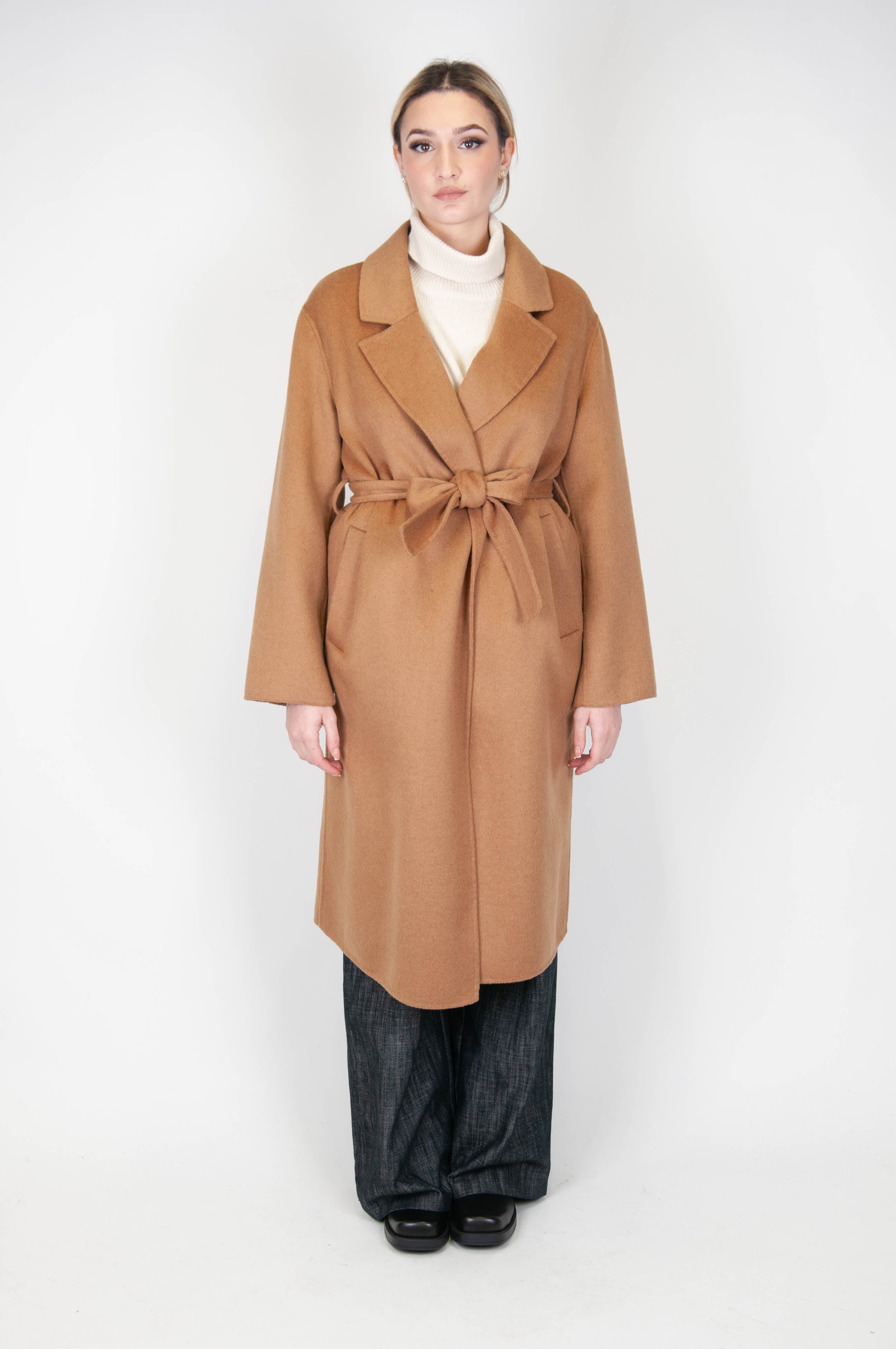 Kontatto - Cappotto modello vestaglia in misto lana