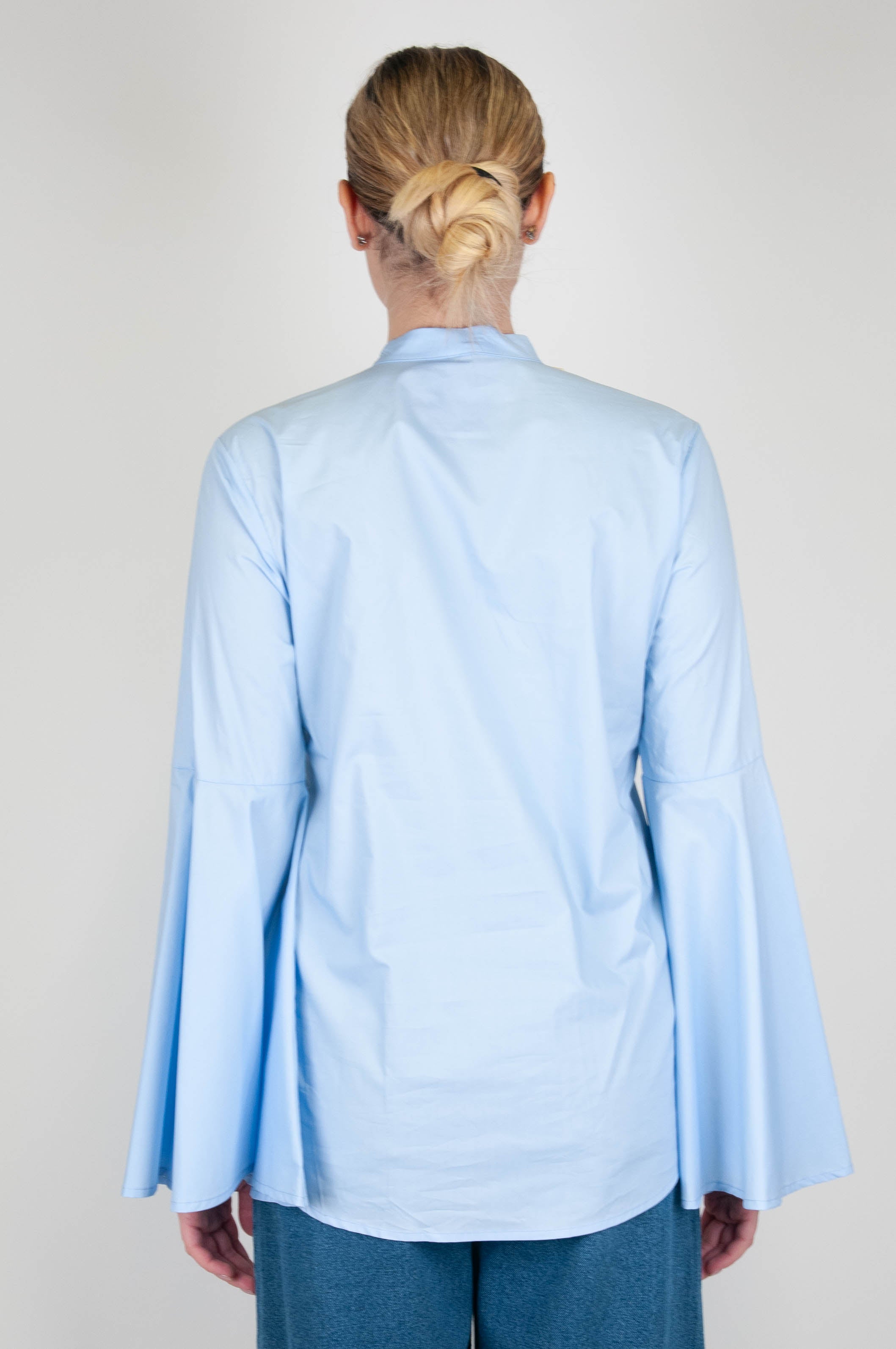 Tension in - Cotton shirt with mandarin collar and wide sleeves