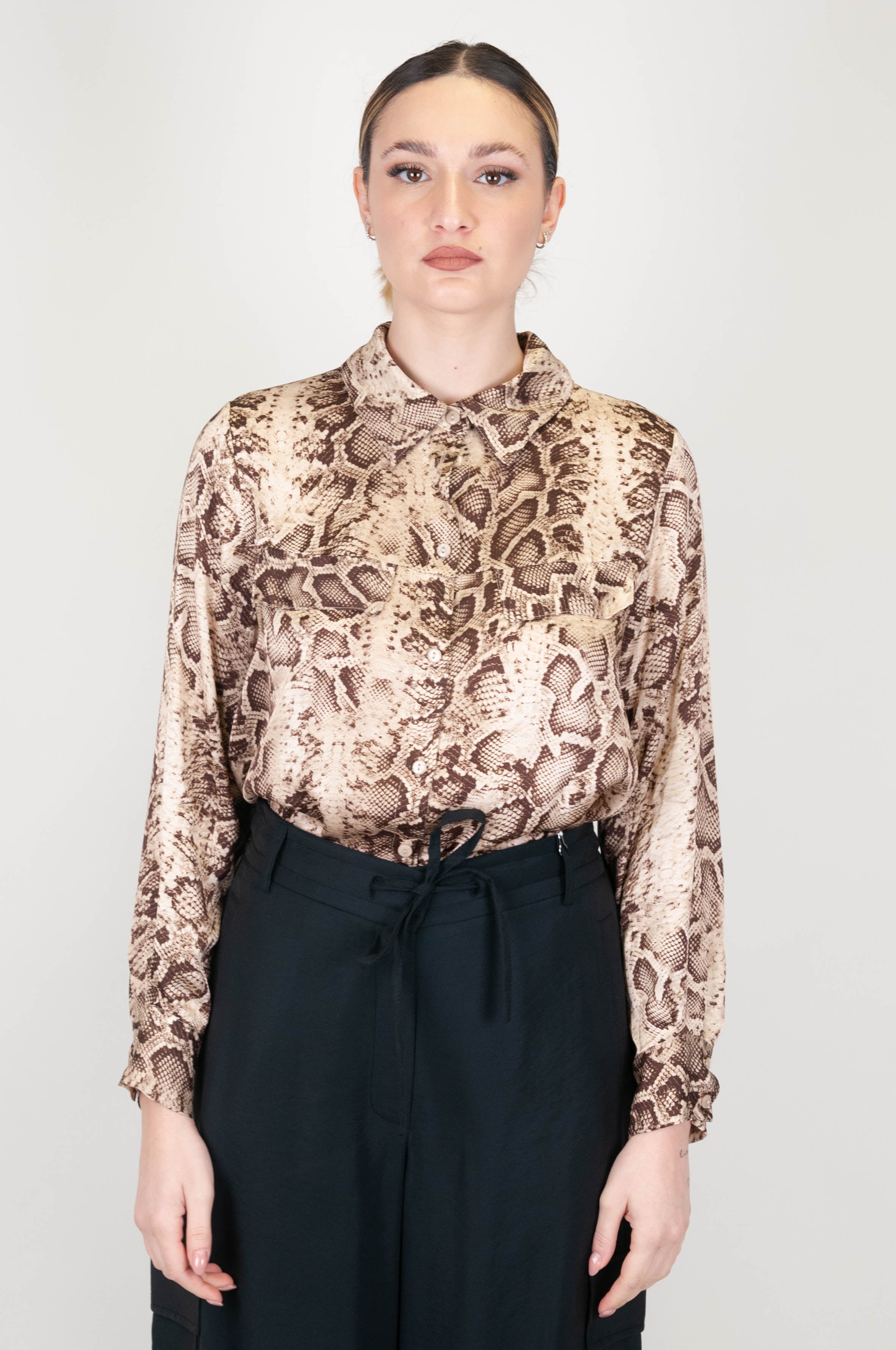 Haveone - Python print viscose shirt