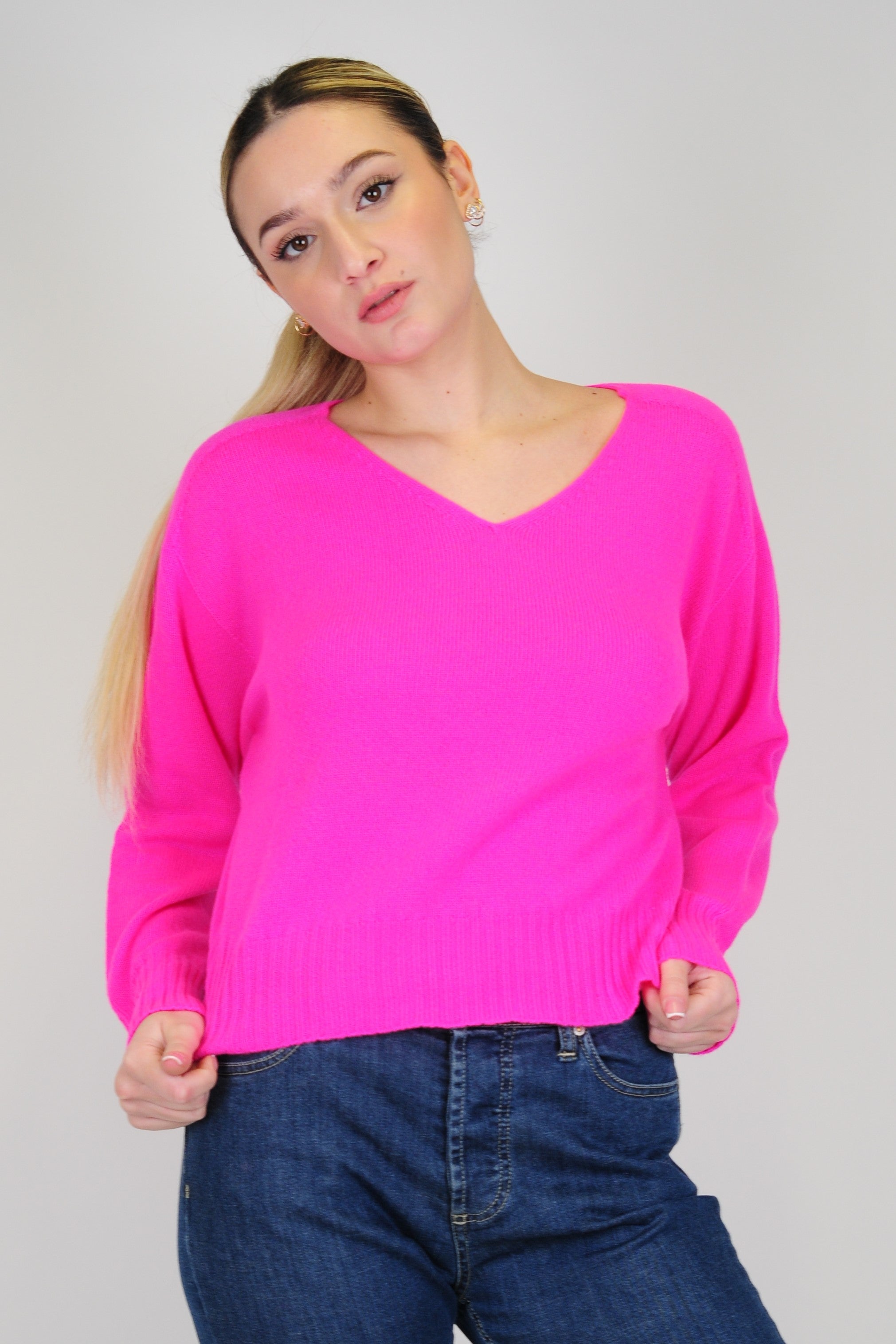 Tension in - V-neck sweater in cashmere blend