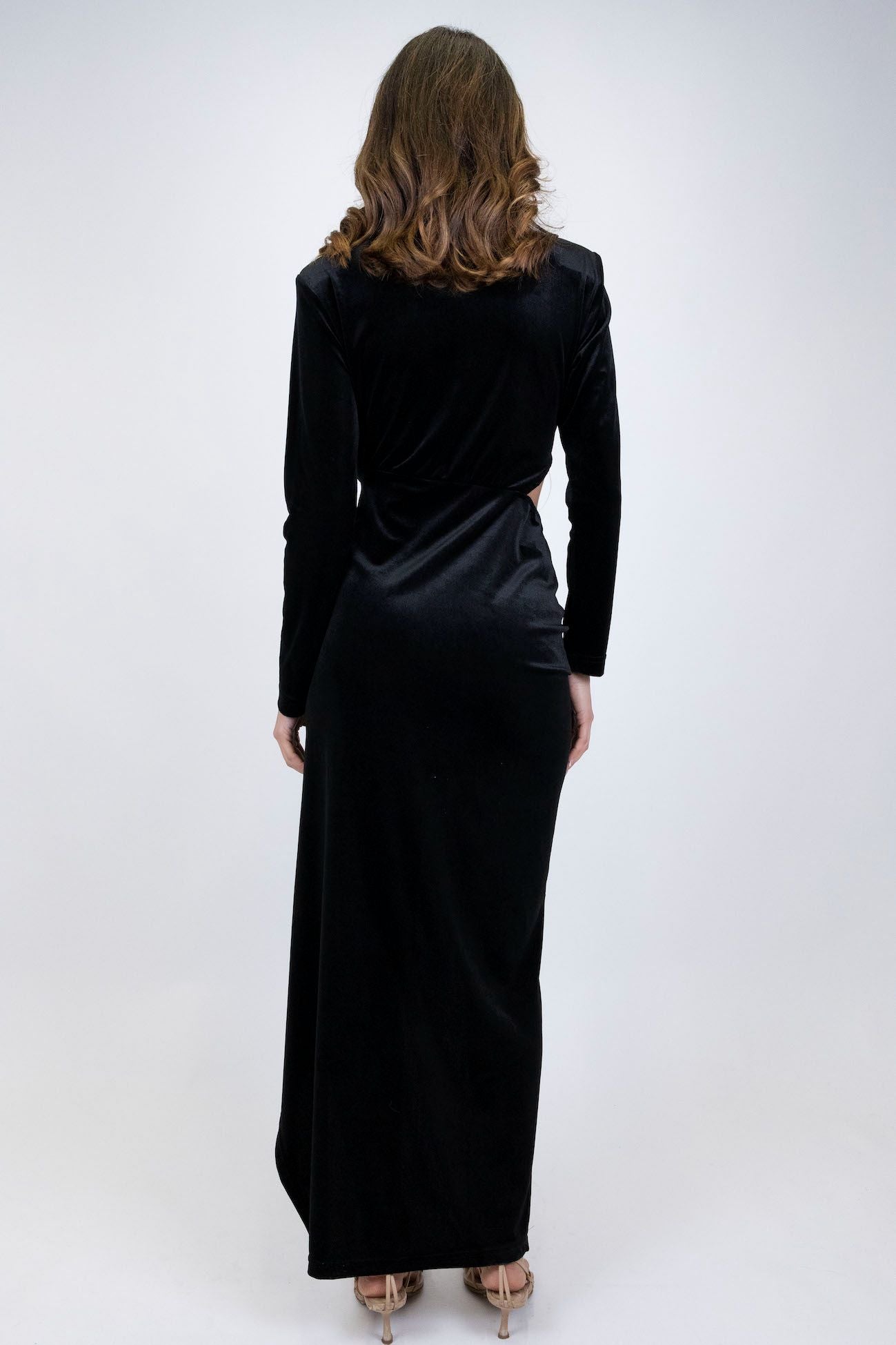 Haveone - Long velvet cut-out dress