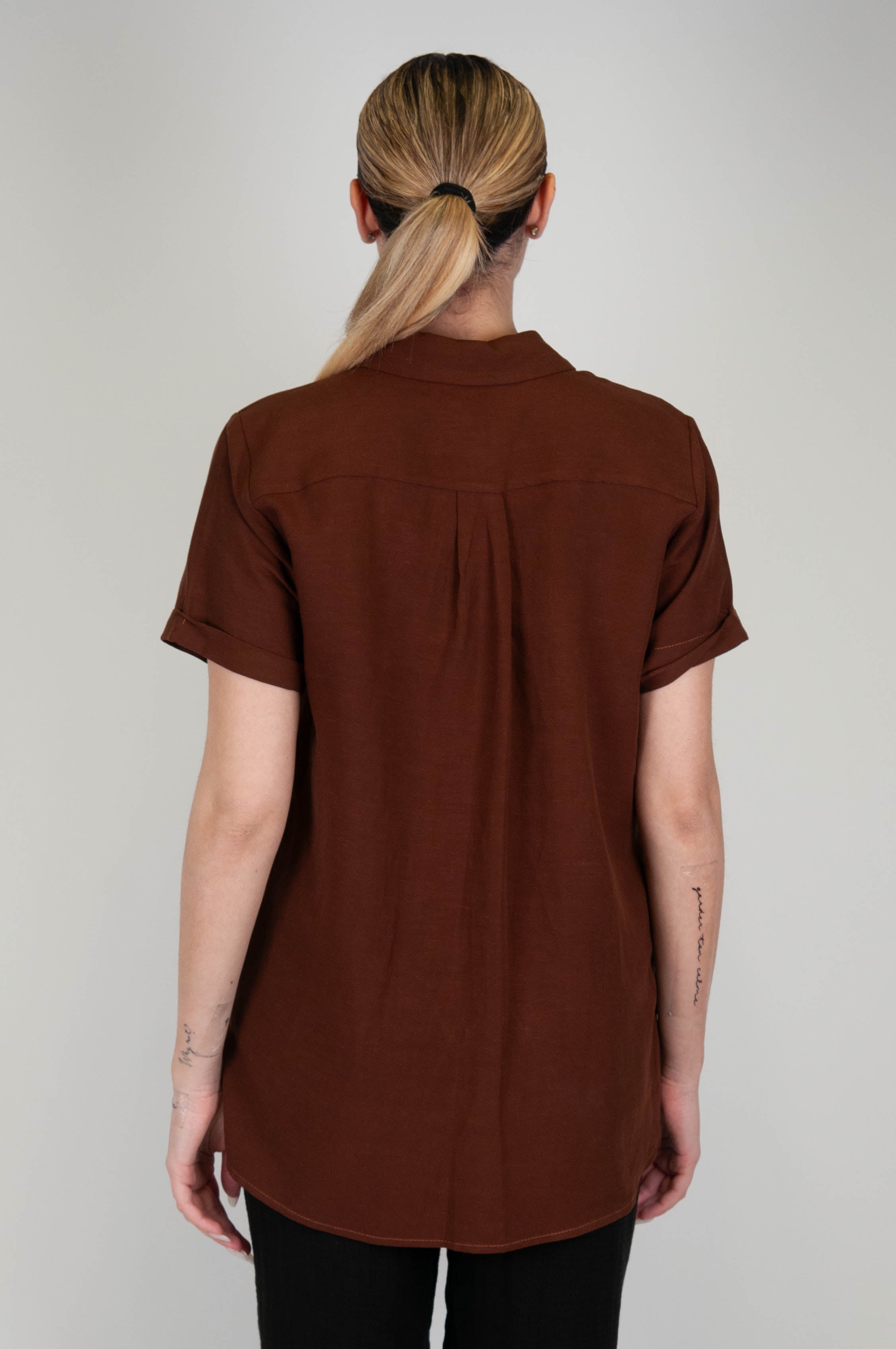 Haveone - Half sleeve shirt in linen blend