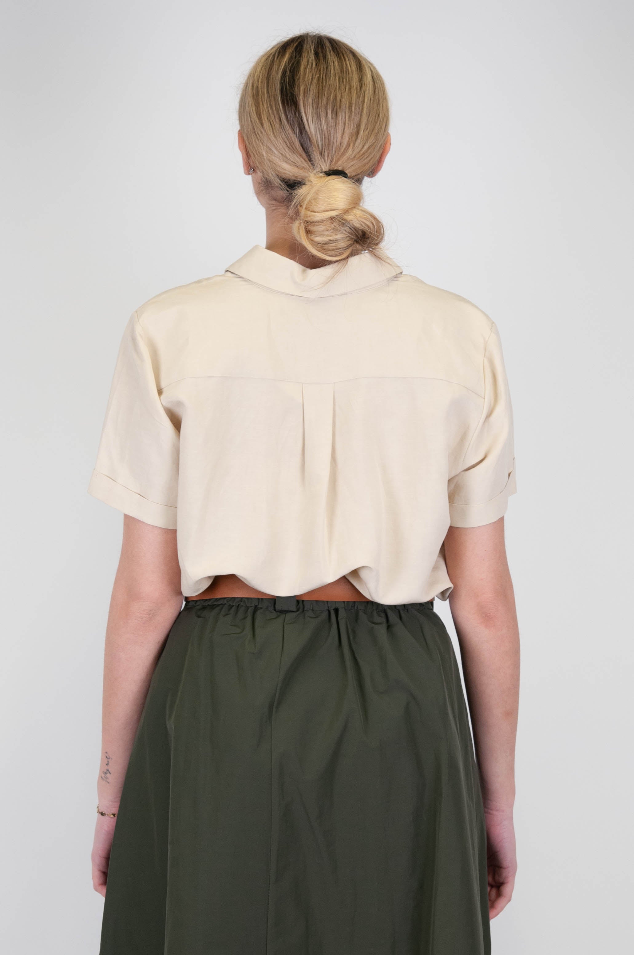 Haveone - Half sleeve shirt in linen blend