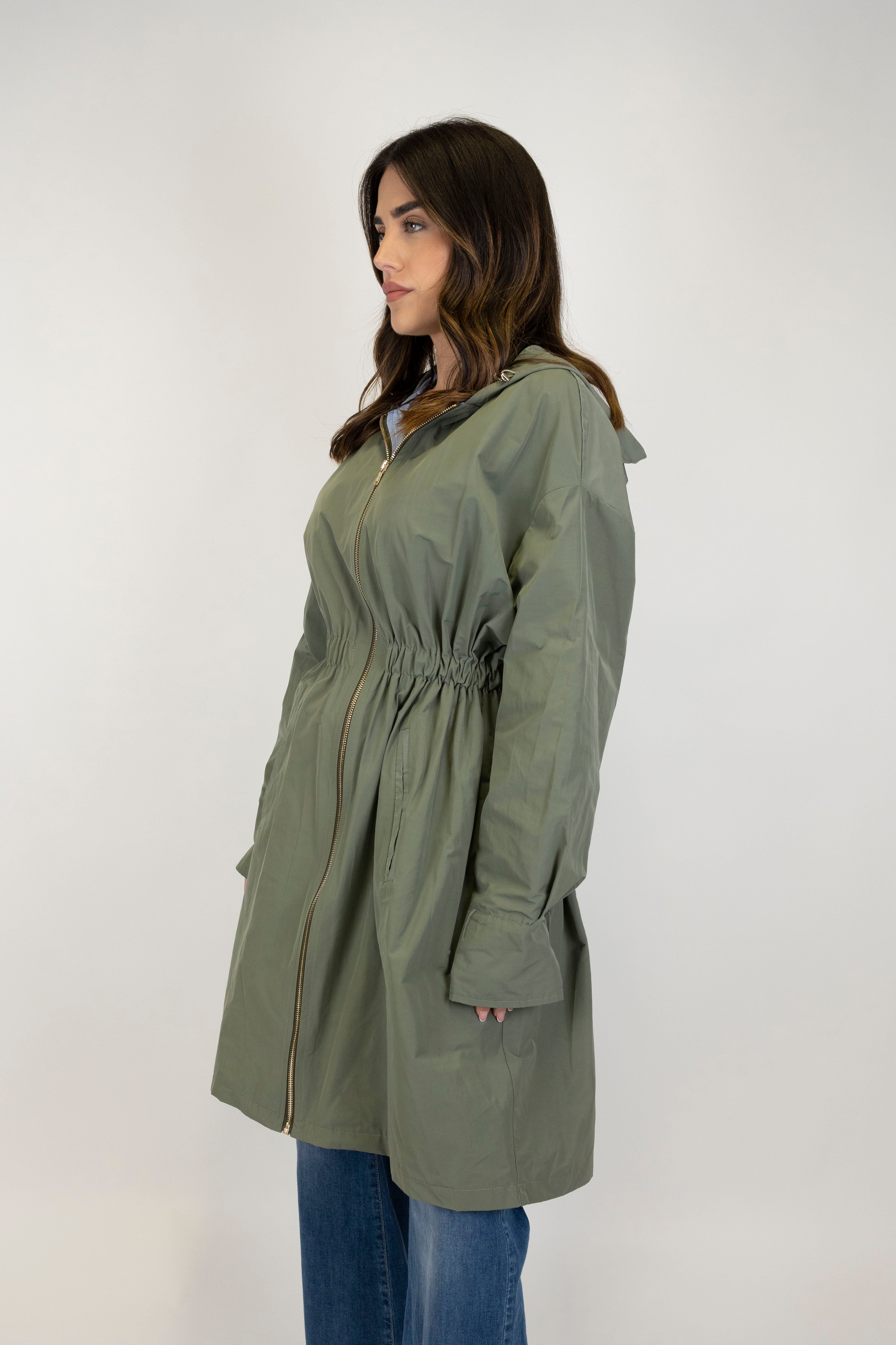 Tension in - Duster coat with elastic waist and hood