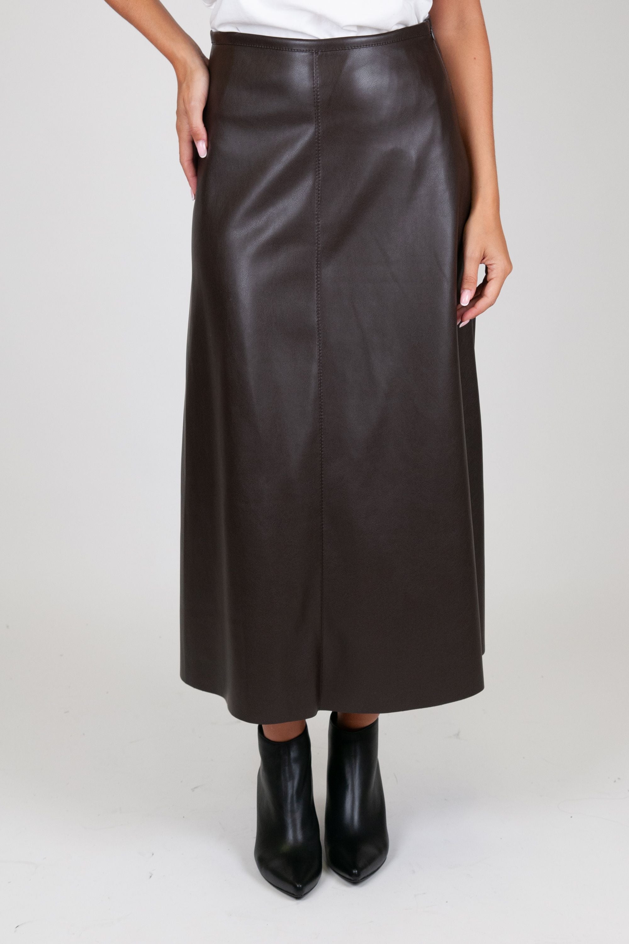 Tension in - Flared faux leather skirt