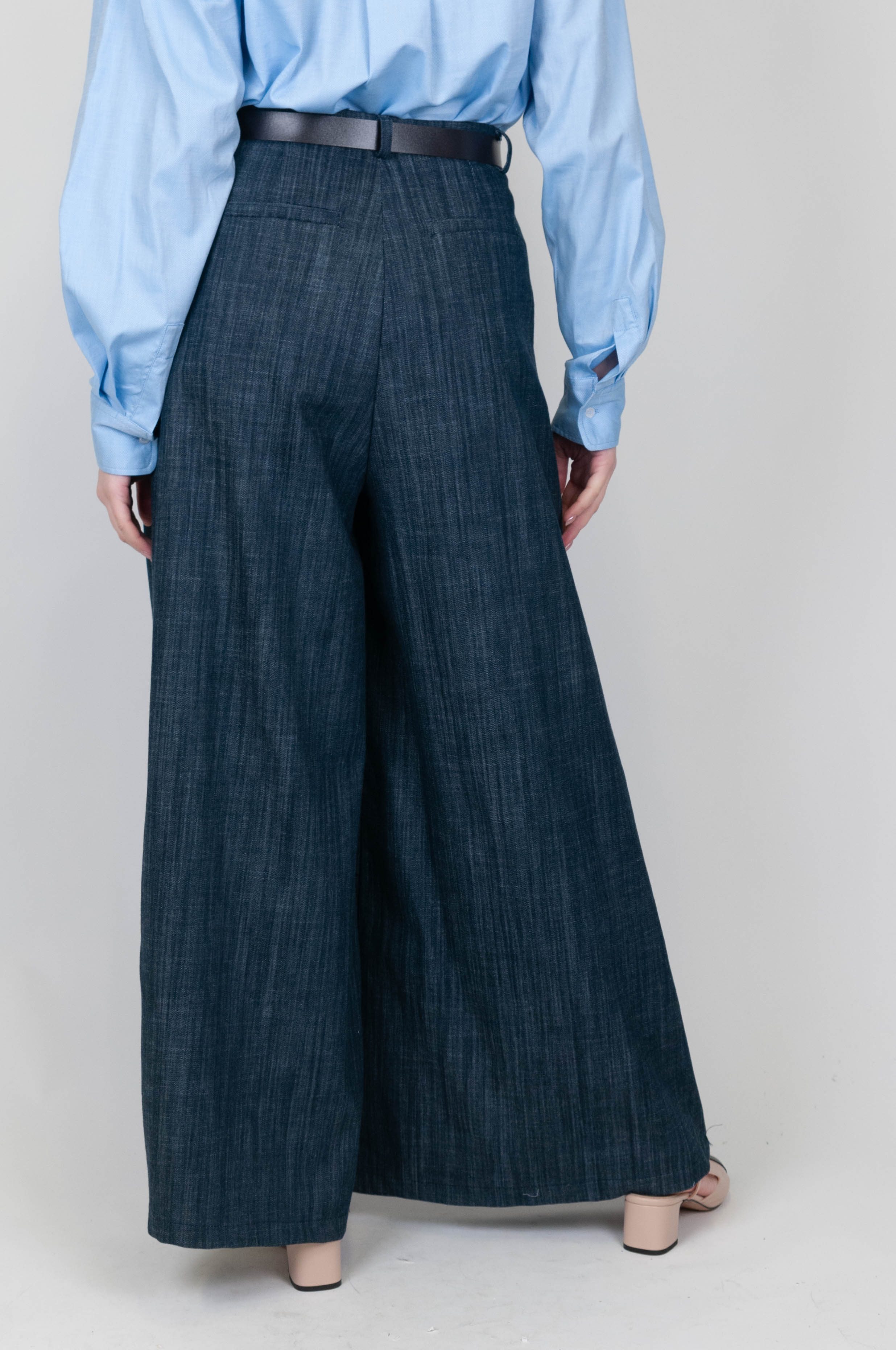 Haveone - Pantalone palazzo denim con pinces