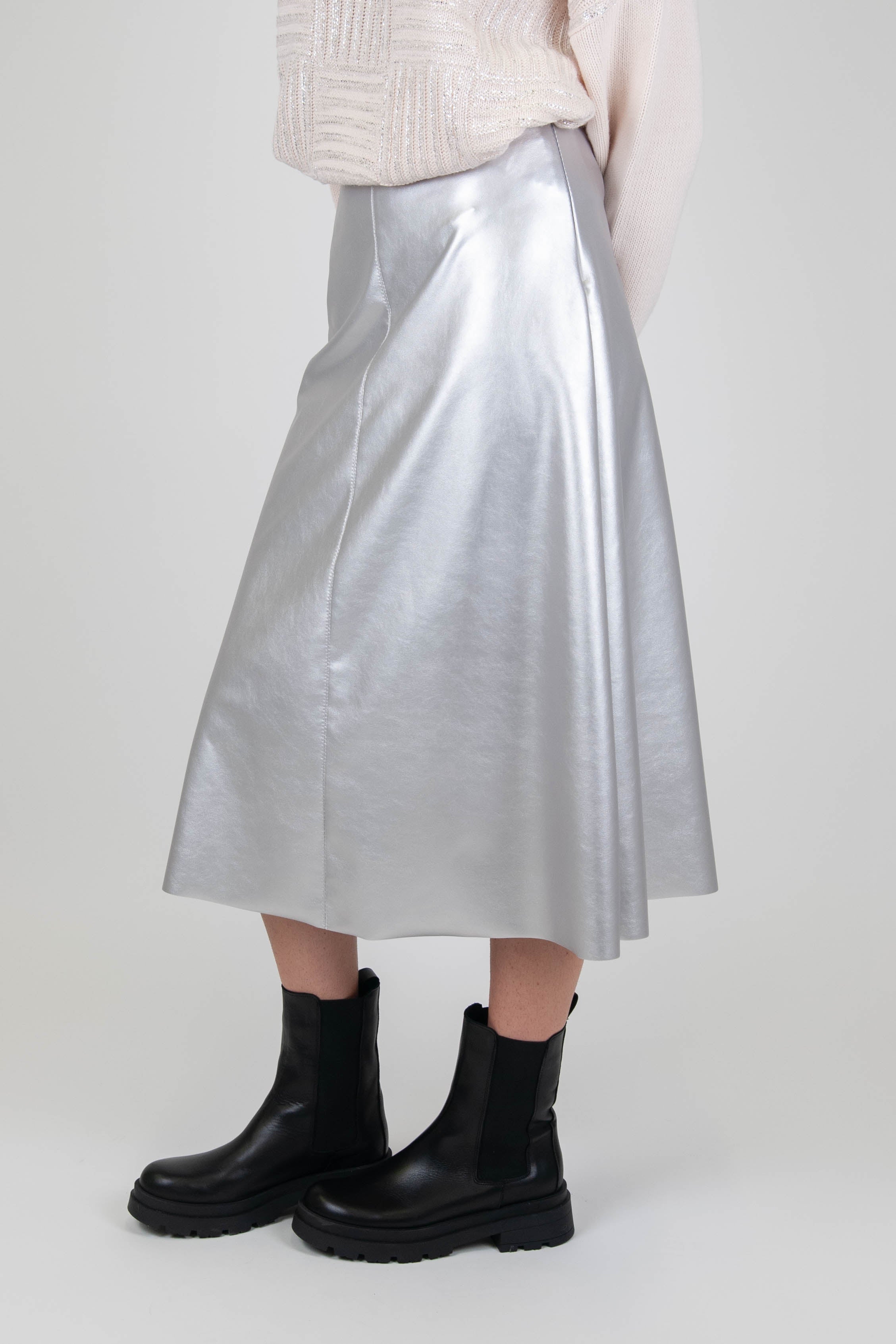 Tension in - Laminated eco-leather skirt