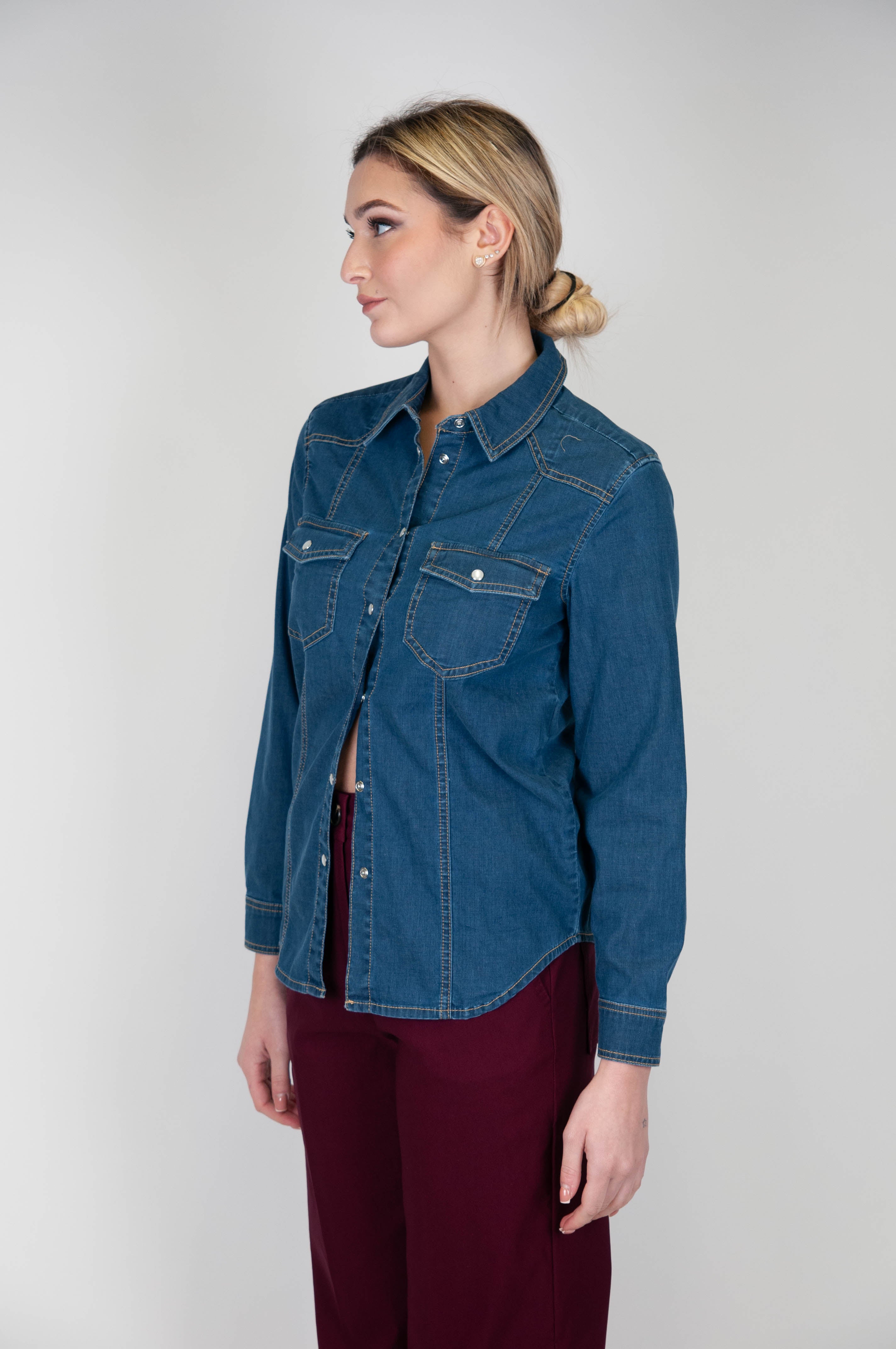 Please - Denim shirt with visible stitching