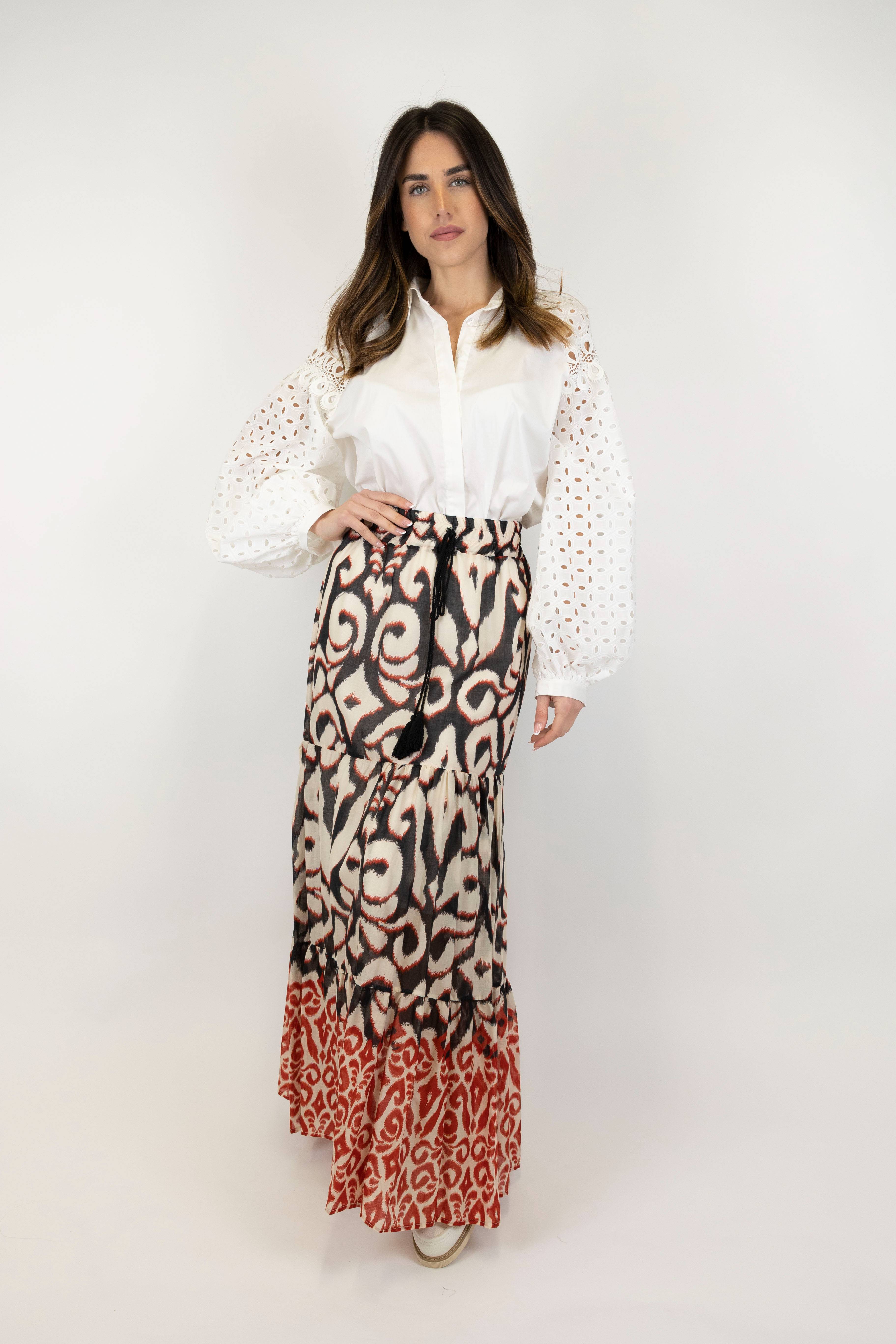Tension in - Ethnic patterned skirt with flounces