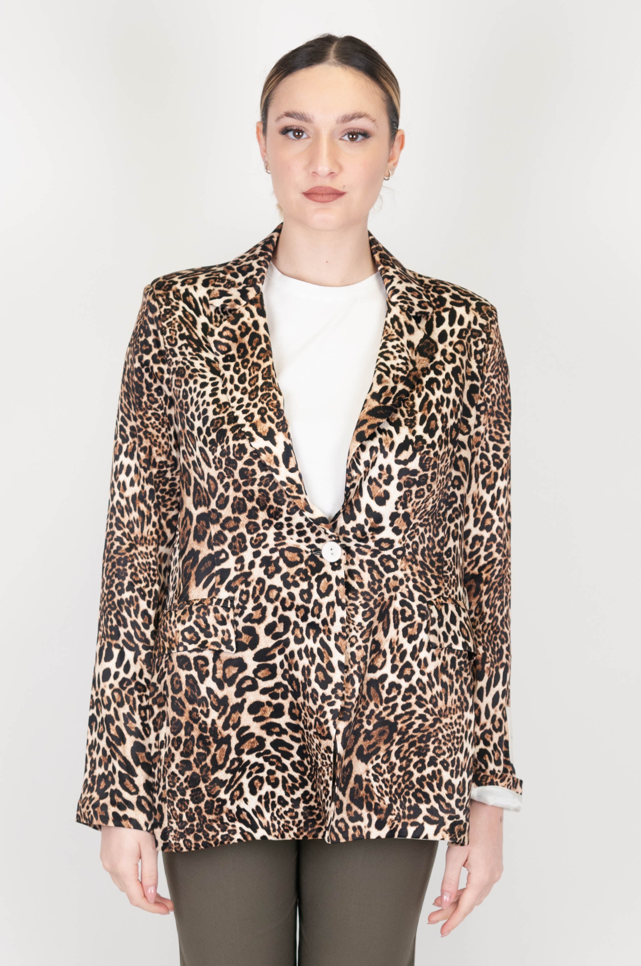 Tension in - Animal print viscose jacket