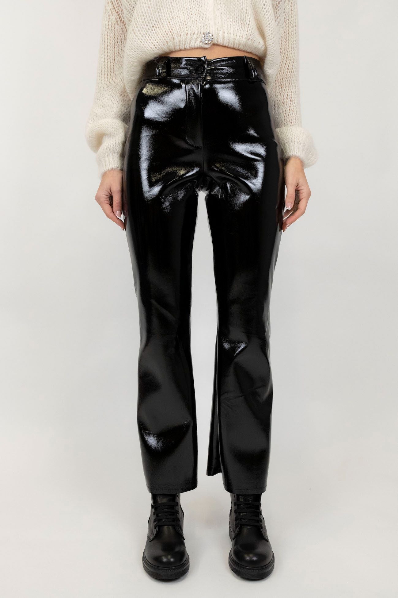 Haveone - Shiny eco-leather trousers