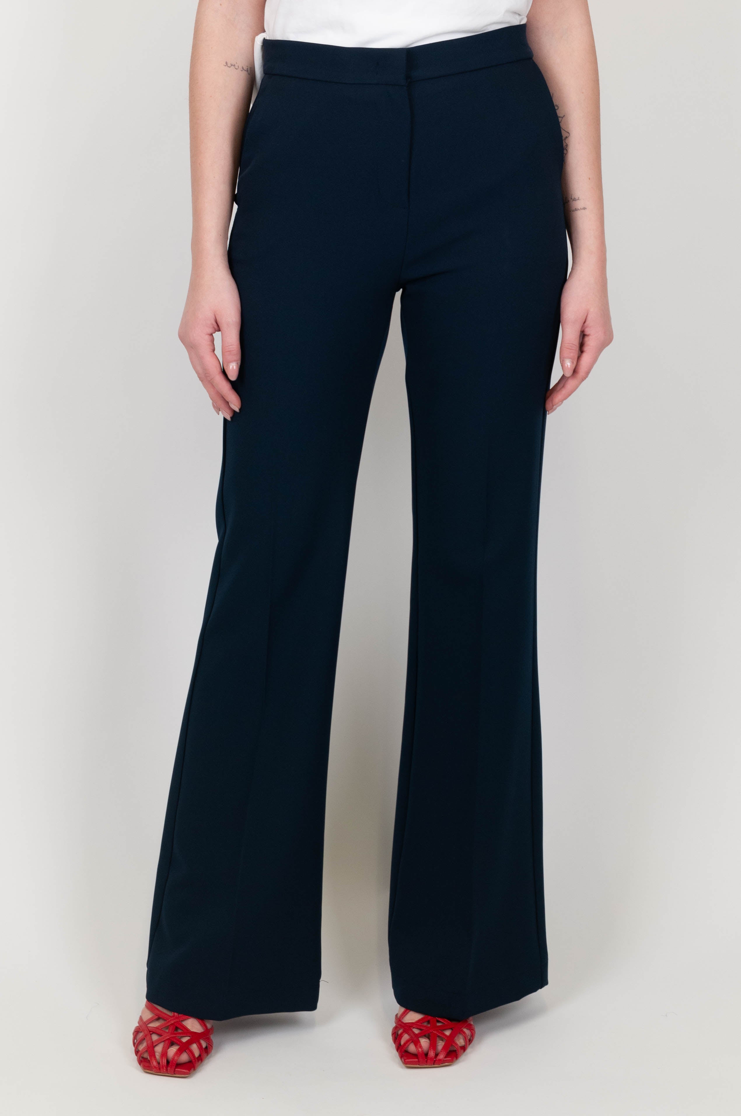 Maryley - Pantalone a zampa con piega stirata