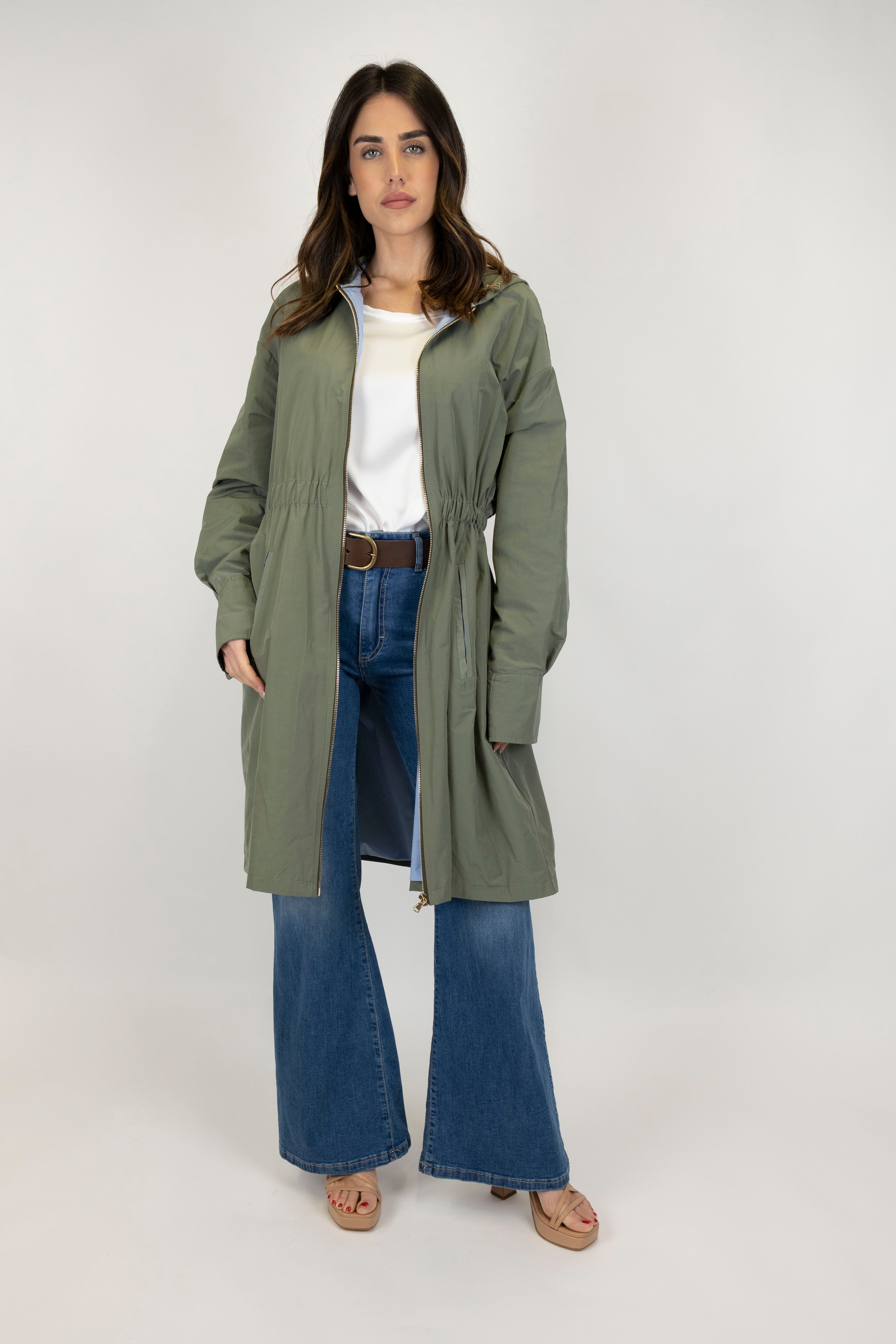 Tension in - Duster coat with elastic waist and hood