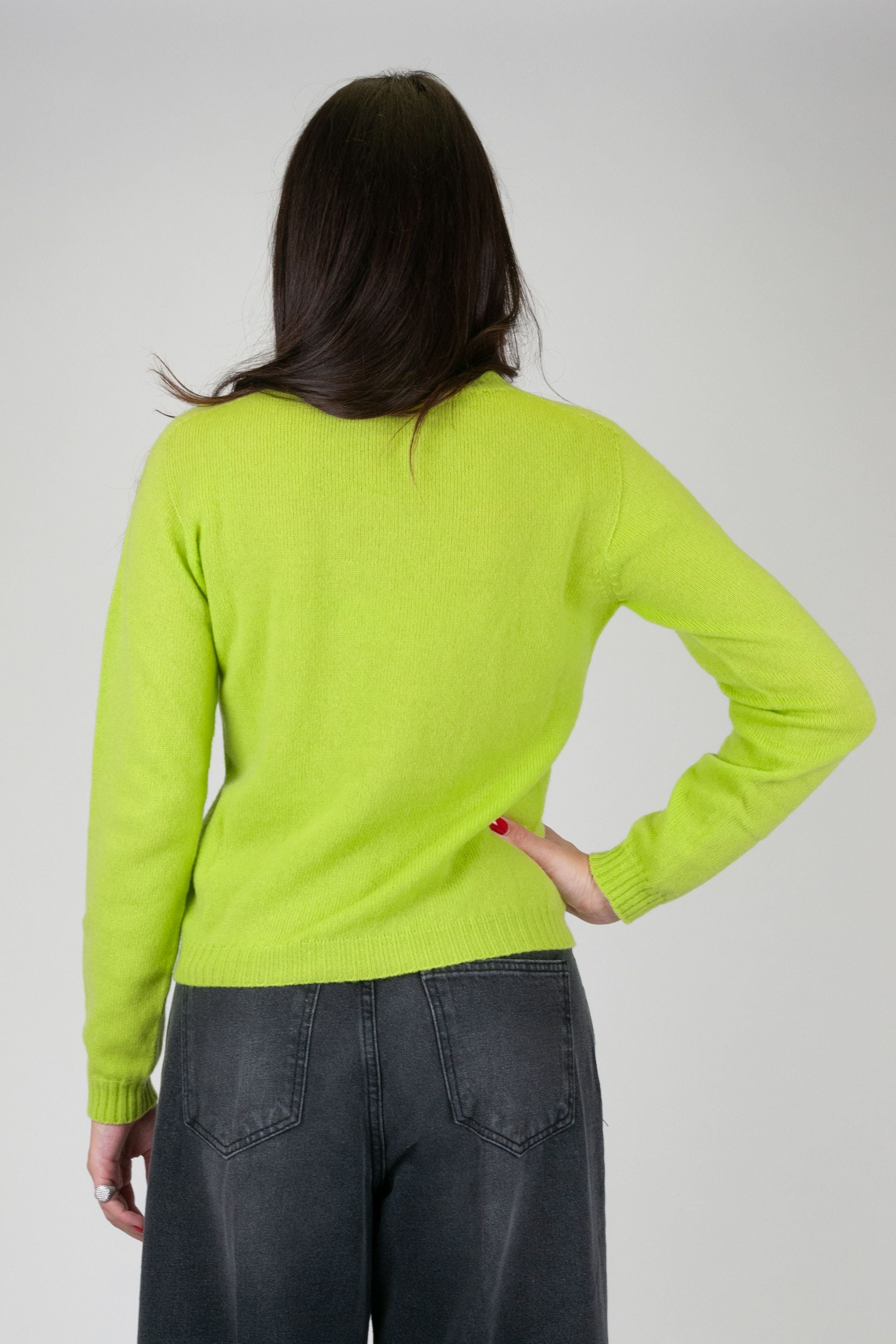 Tension in - Solid color crew-neck sweater in wool and cashmere blend