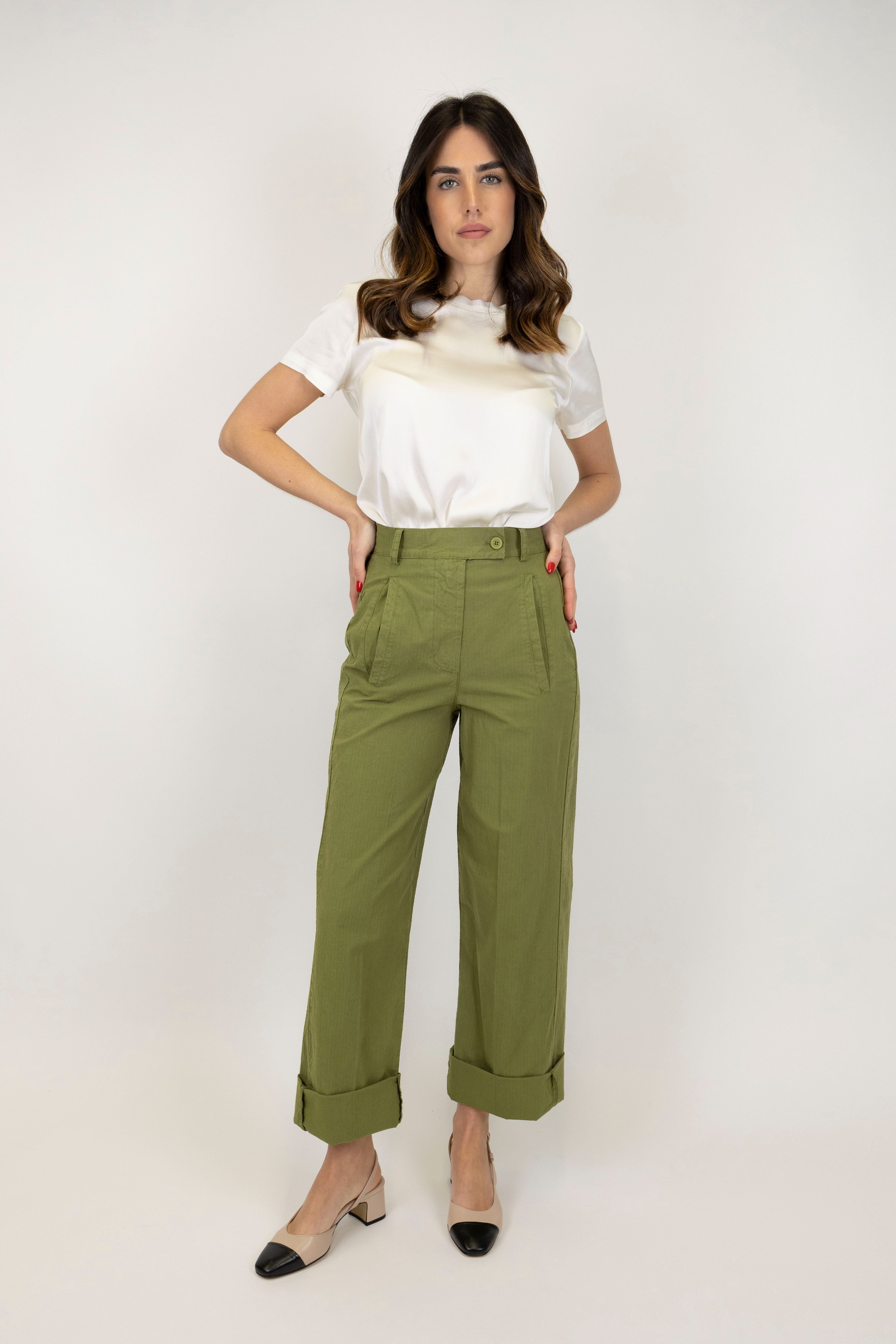 Haveone - High waisted palazzo trousers