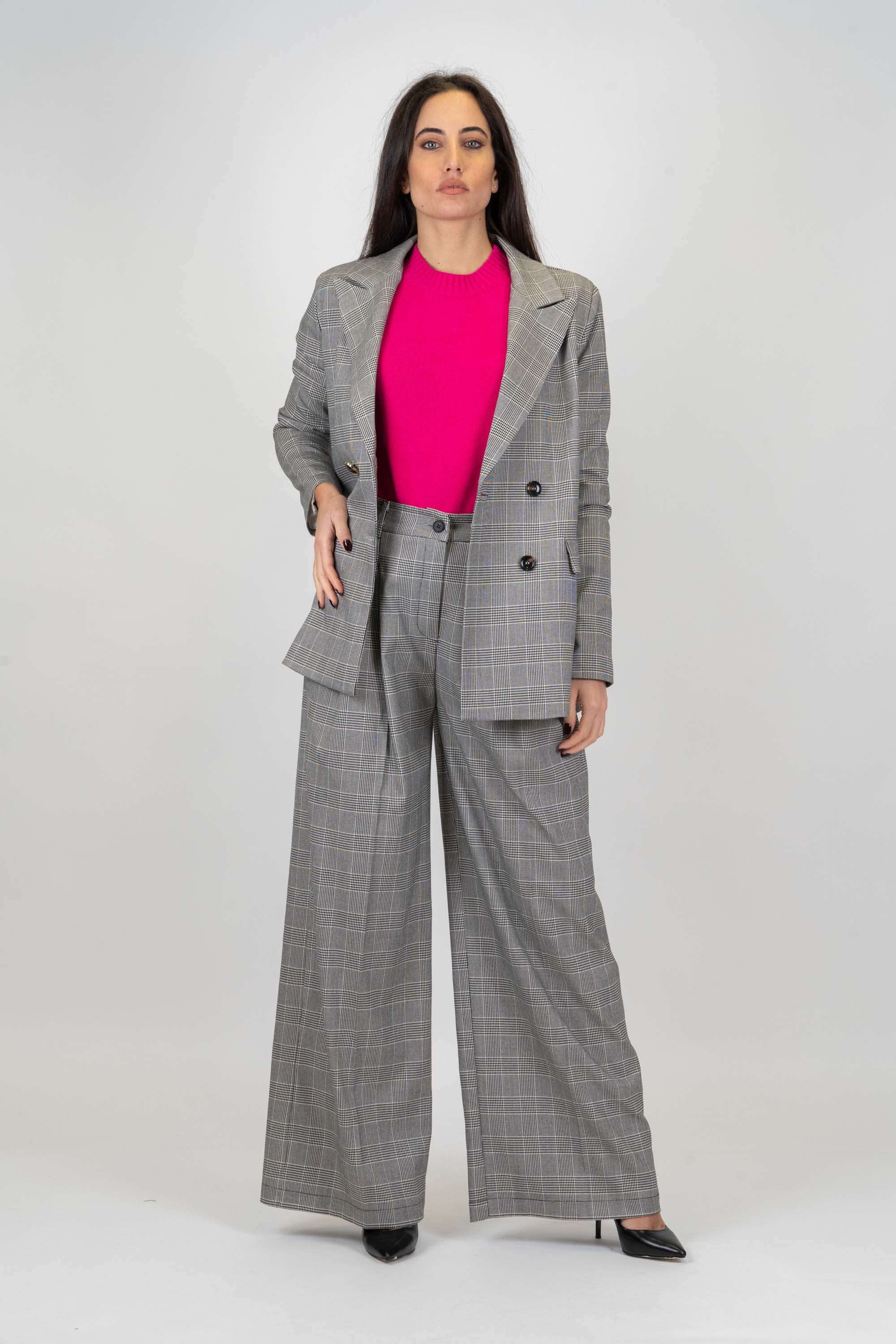 Tension in - Palazzo trousers with Prince of Wales pleats