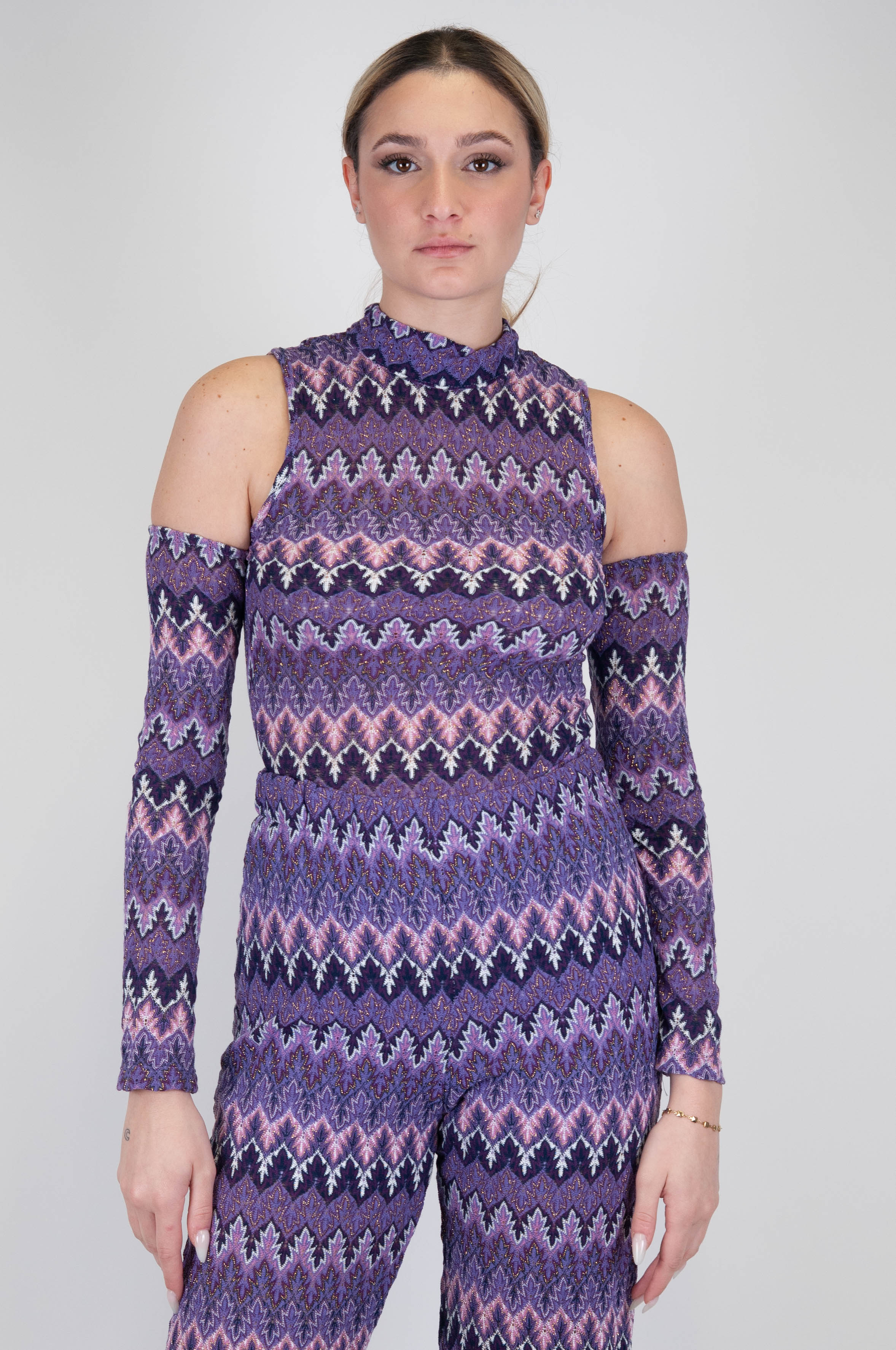 Haveone - Top fantasia zig zag con spalla scoperta