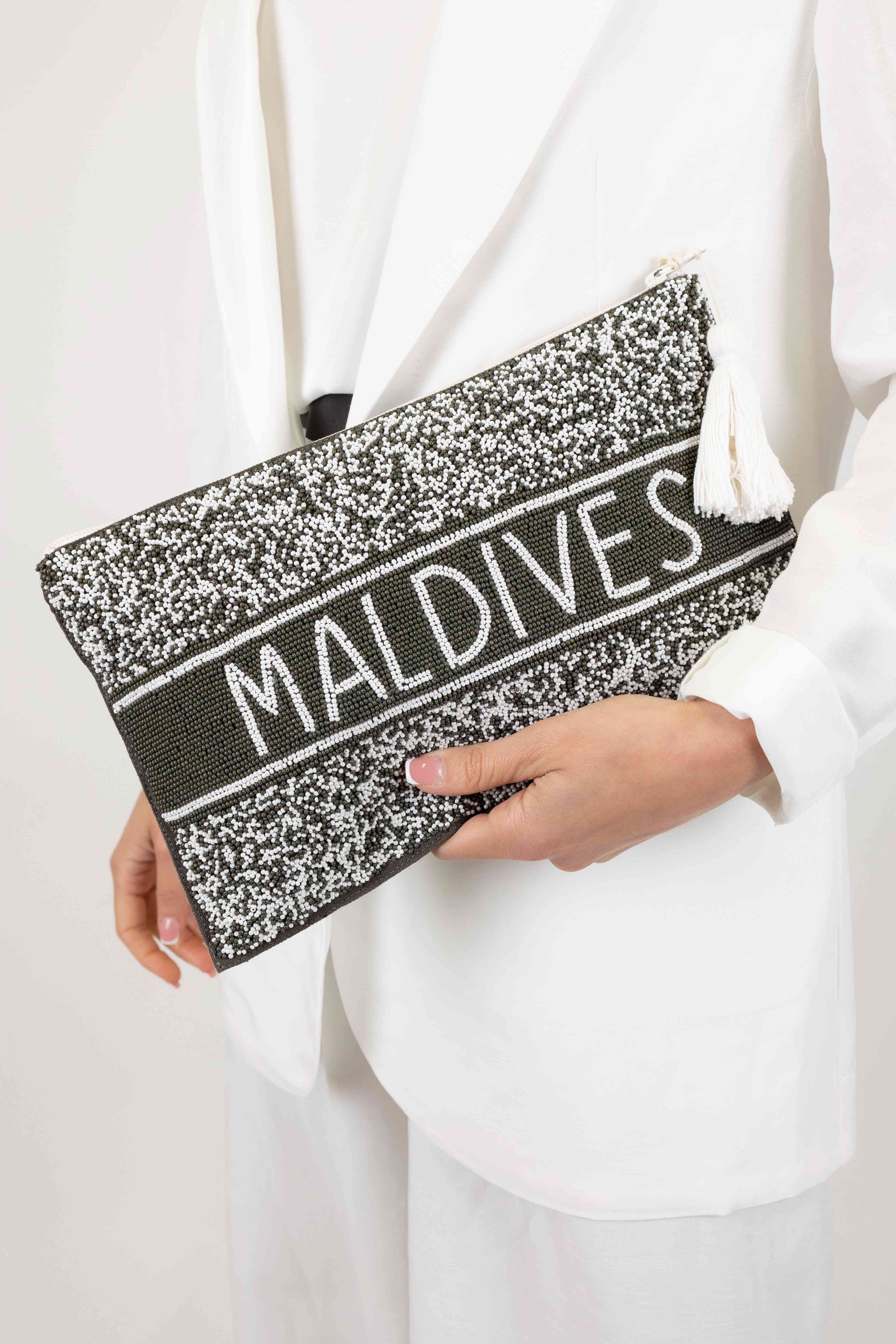 Mosaic - Pochette con decoro perline Maldive