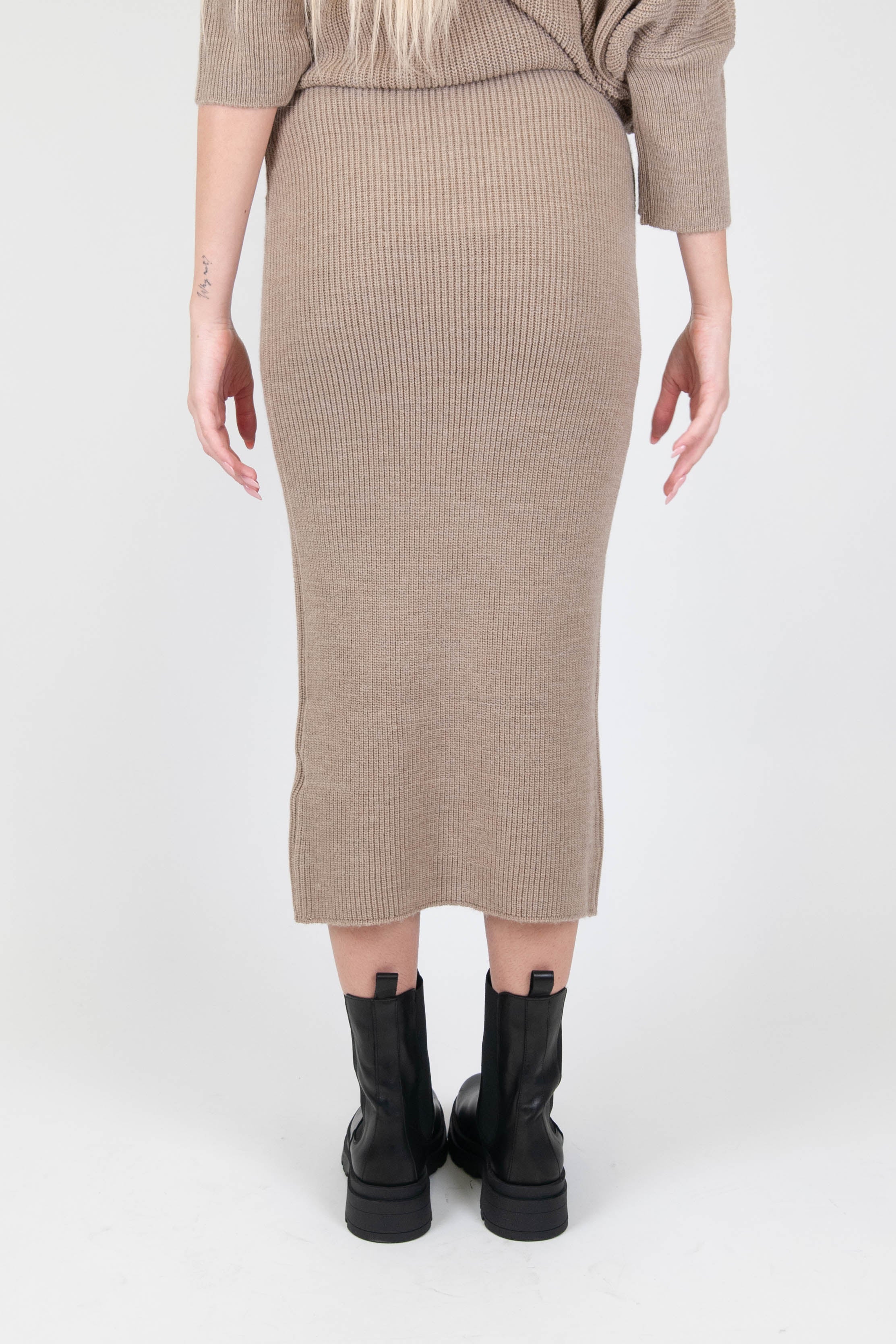 Tension in - Wool and cashmere blend pencil skirt with elastic waist