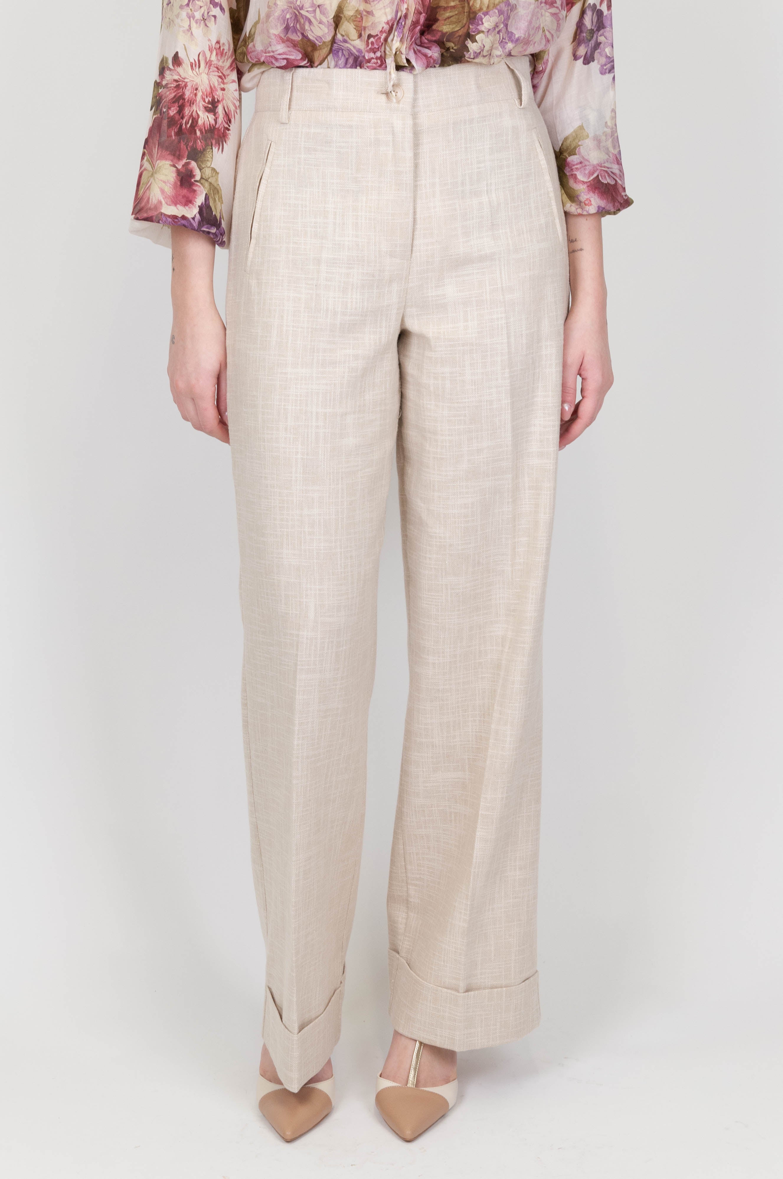 Tension in - Palazzo trousers with turn-up at the bottom