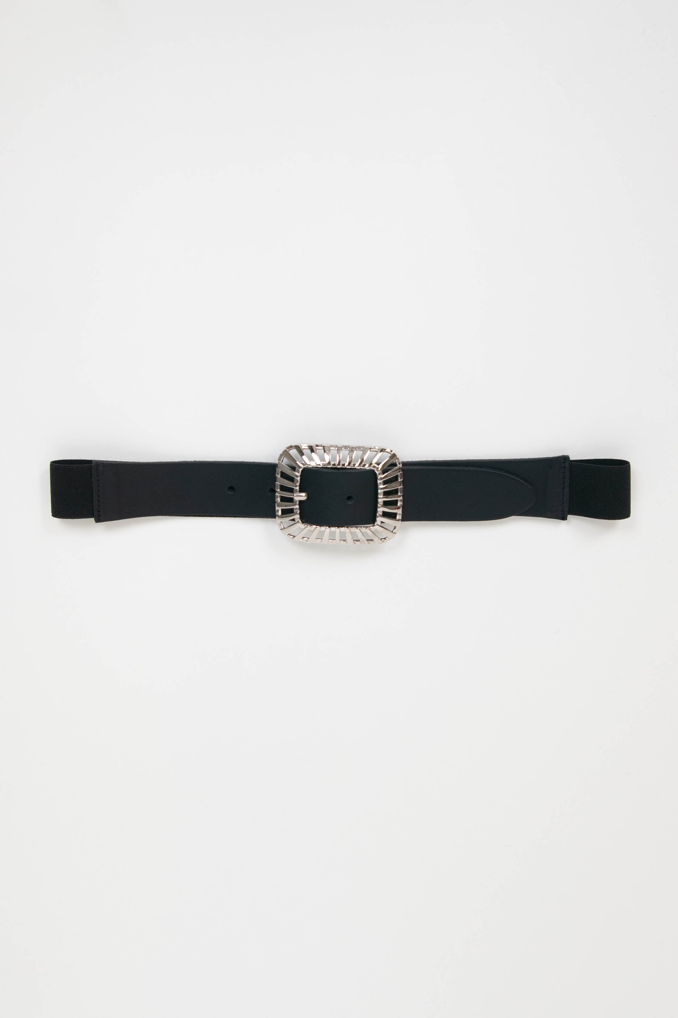 Tension in - Made in Italy genuine leather belt with perforated metal buckle.