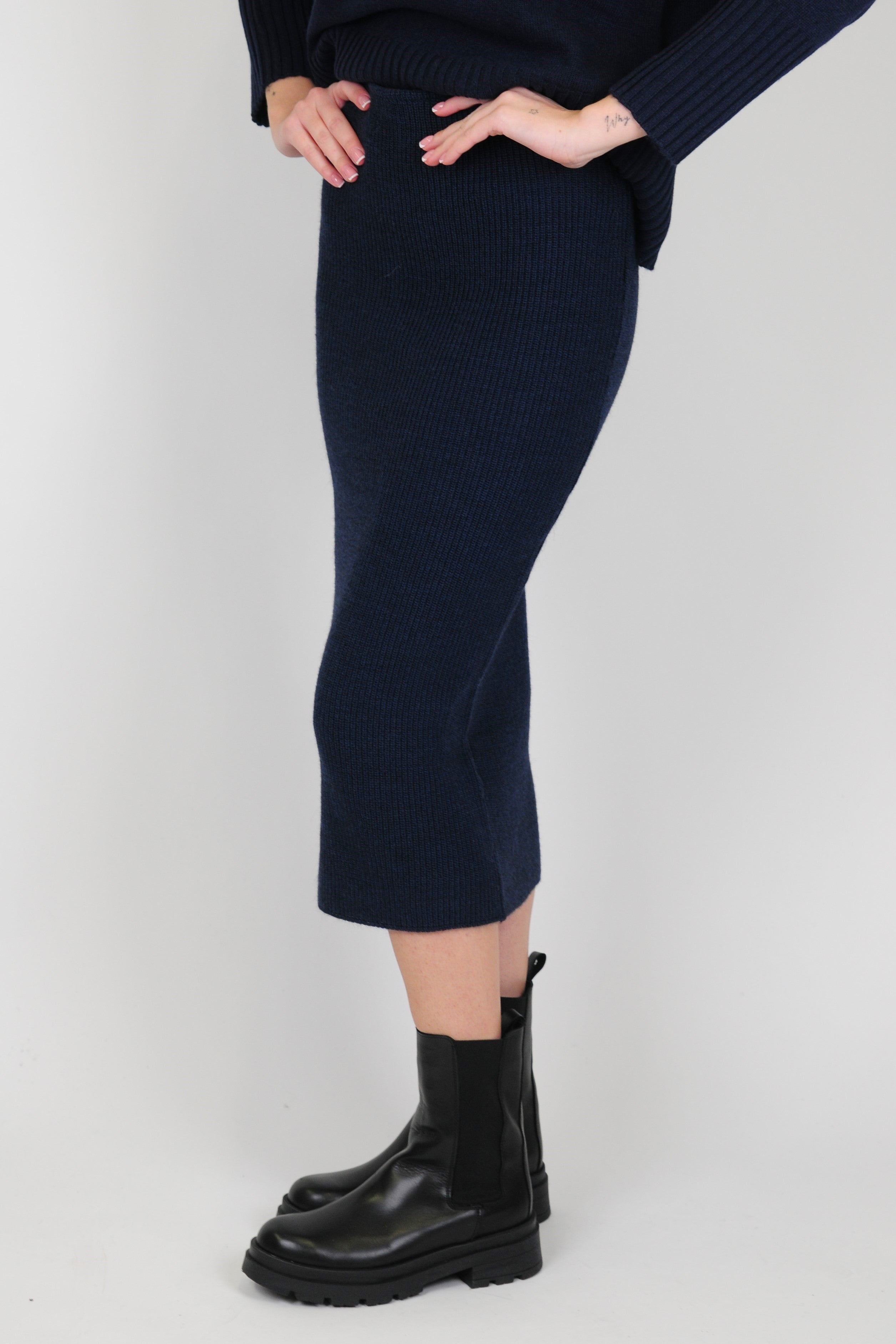 Tension in - Wool and cashmere blend pencil skirt with elastic waist