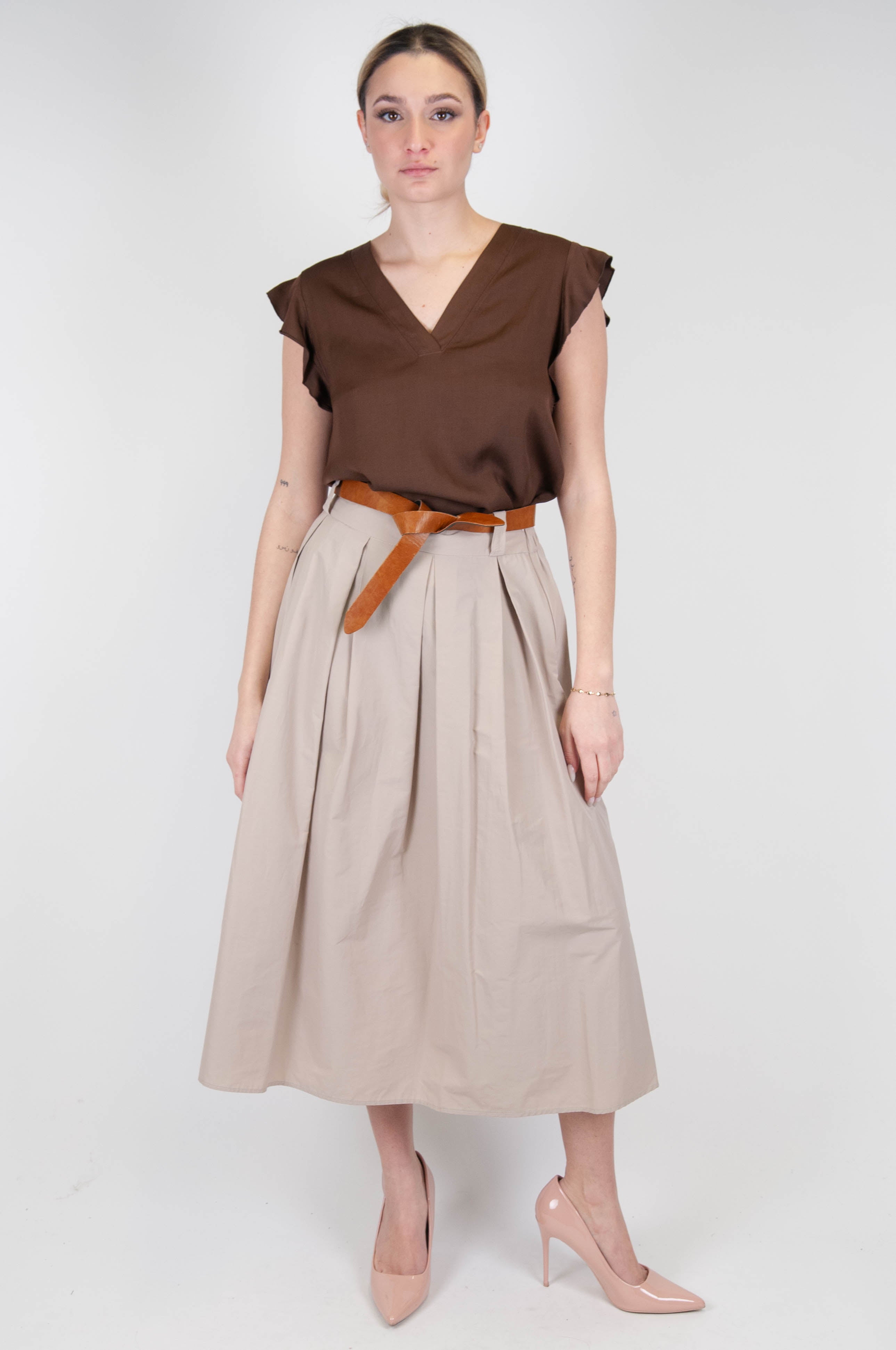 Haveone - Skirt with pleats and elastic on the back