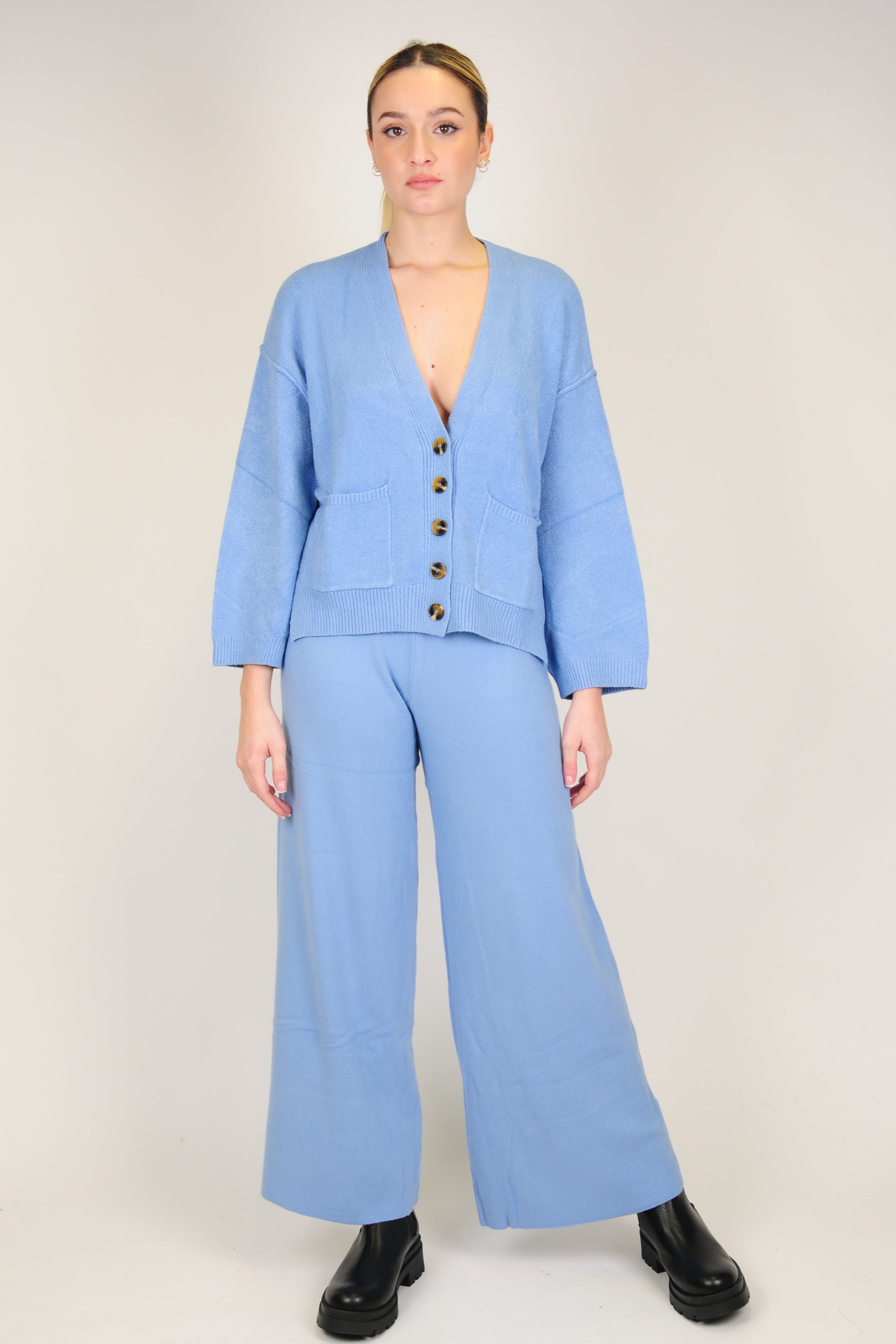 Tension in - Coordinated cardigan and trousers with elastic waist