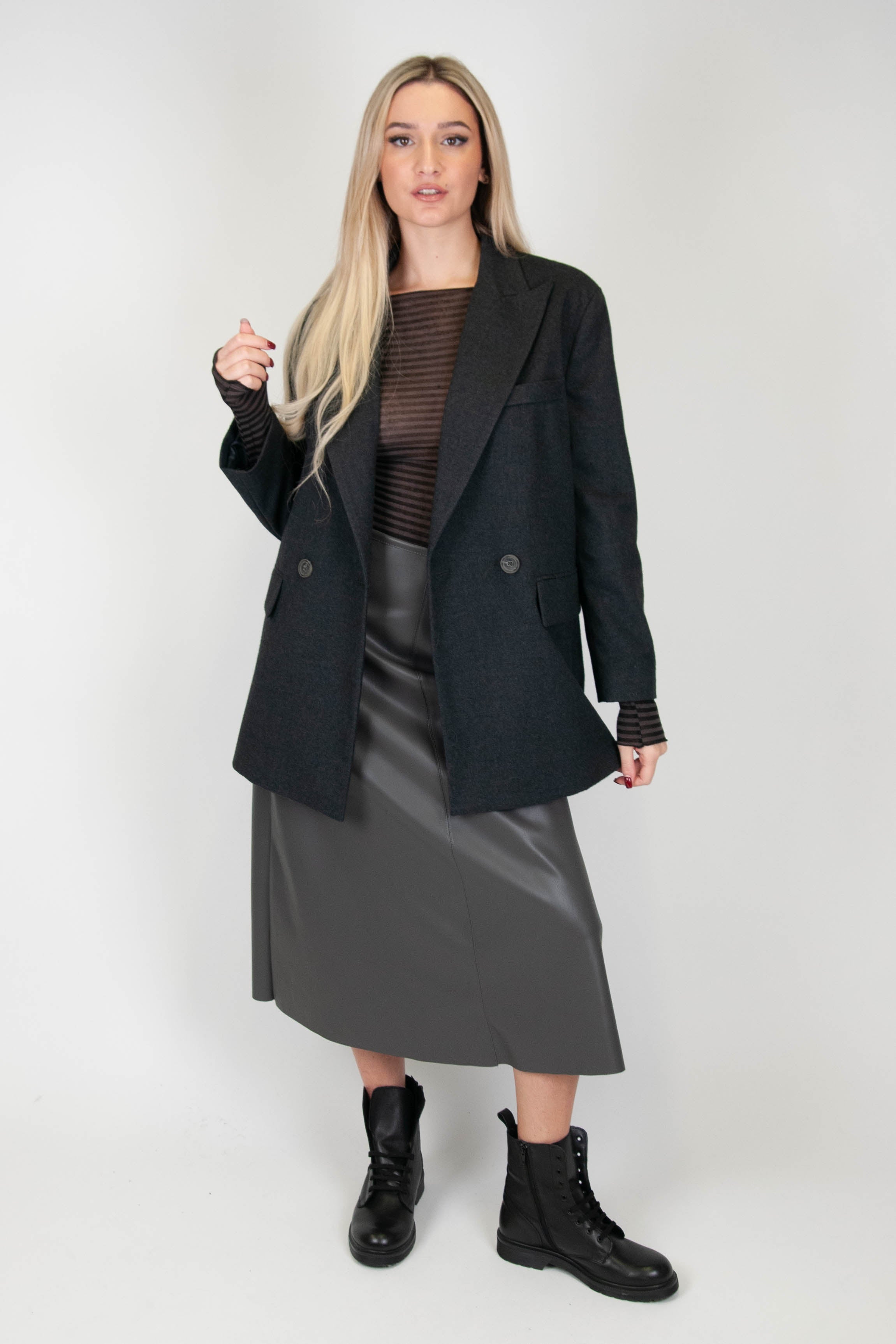 Tension in - Flared faux leather skirt