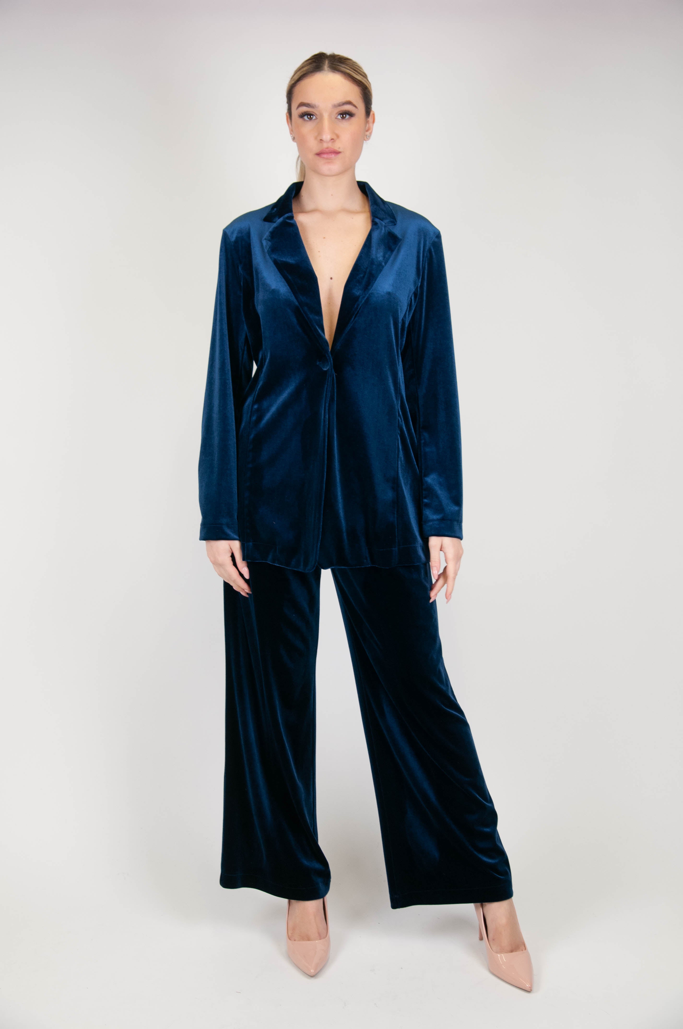 Dixie - Velvet palazzo trousers with elastic on the back