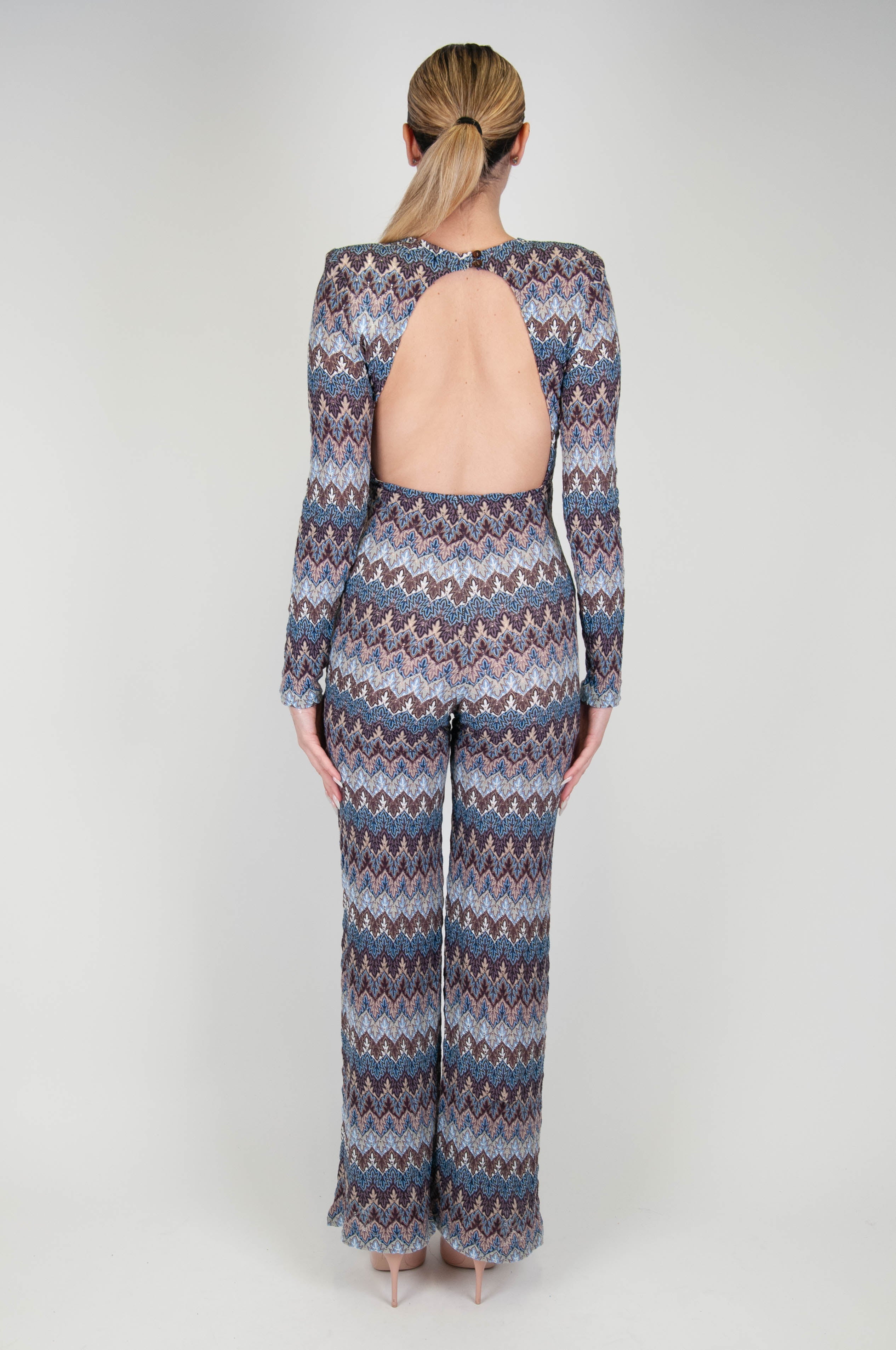 Haveone - Zig zag patterned jumpsuit with back neckline