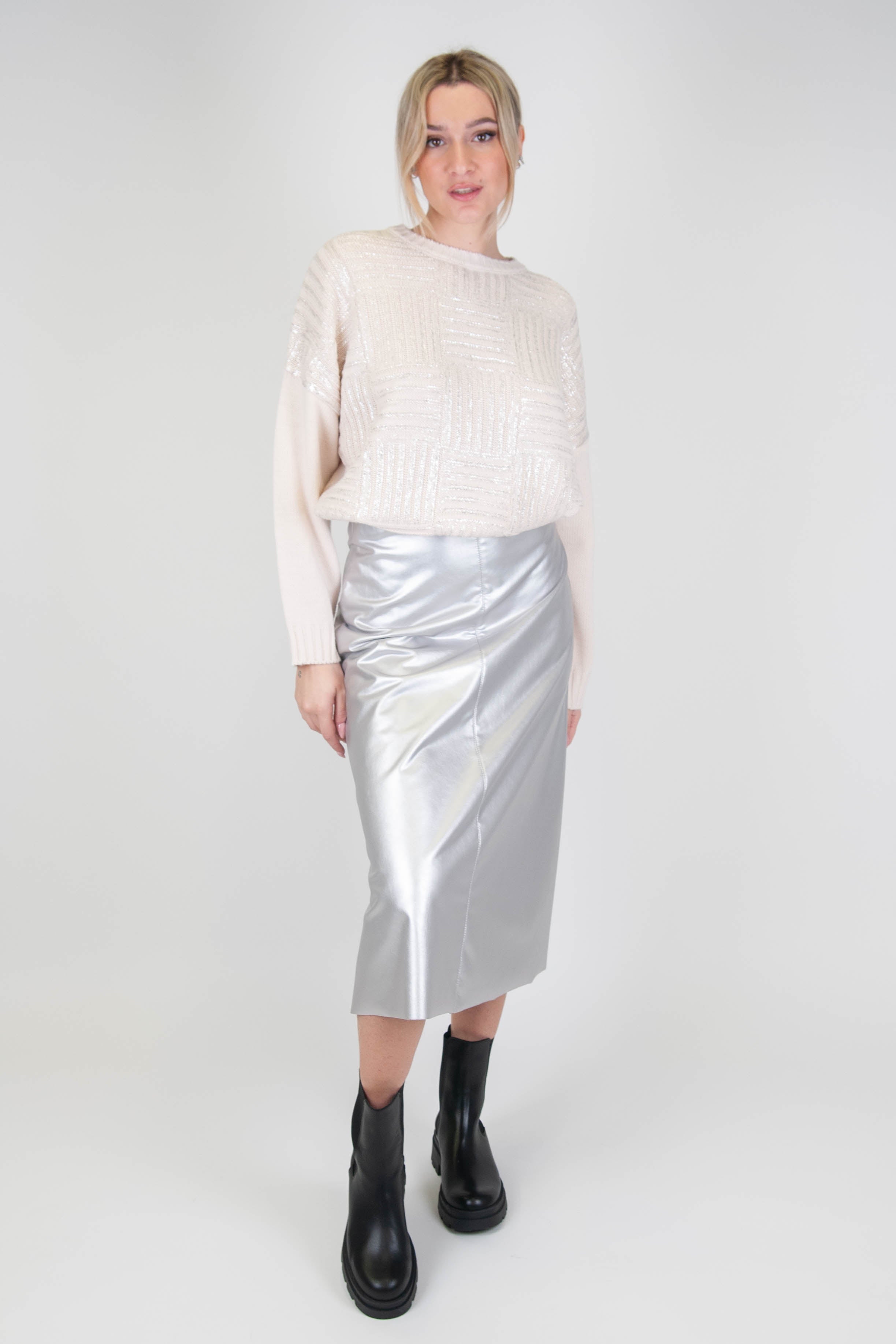 Tension in - Laminated eco-leather skirt