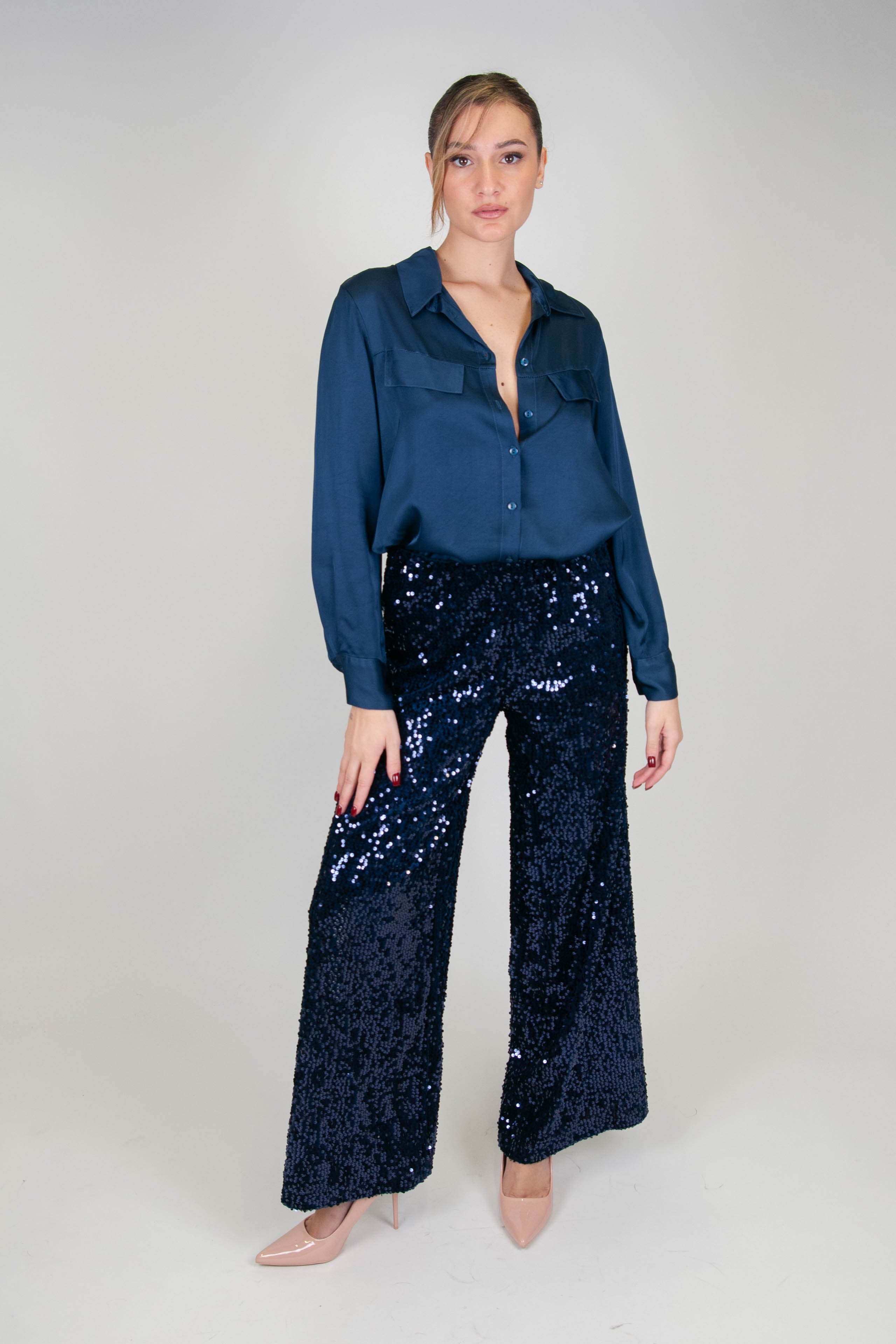 Tension in - Palazzo trousers in velvet and sequins