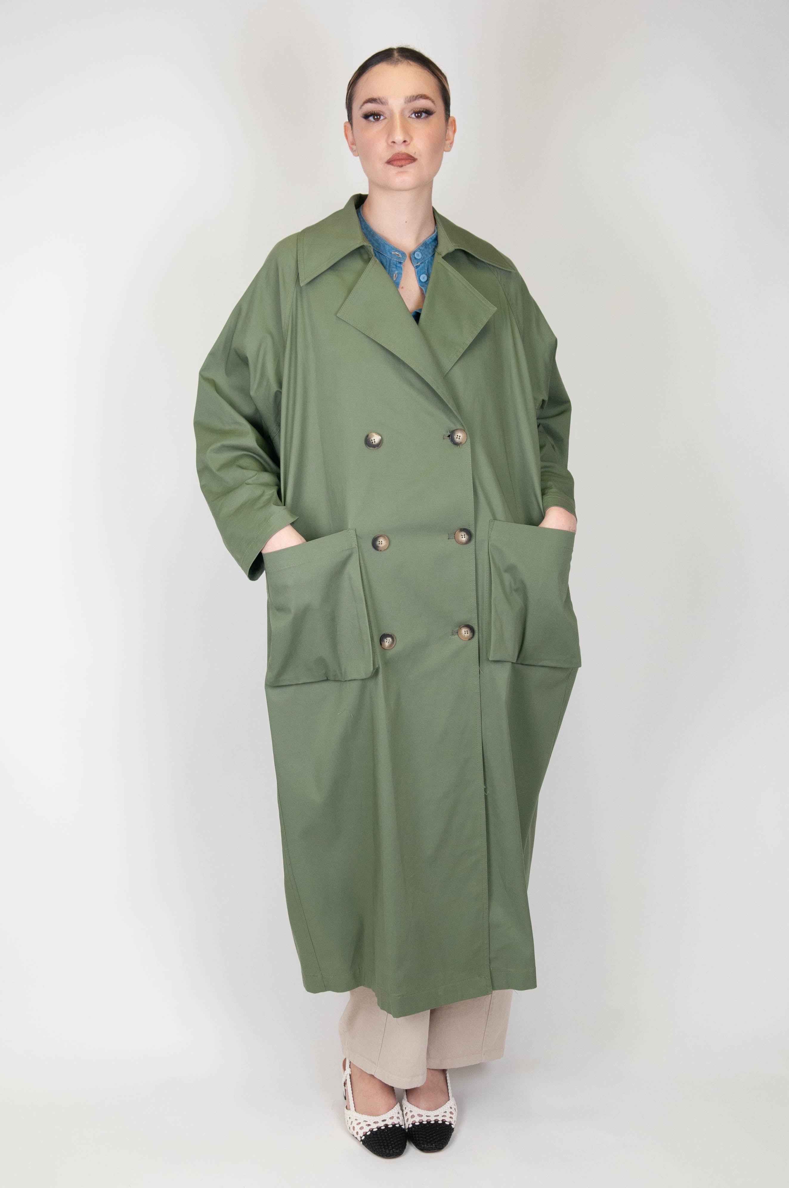 Motel - Double-breasted trench coat with large side pockets